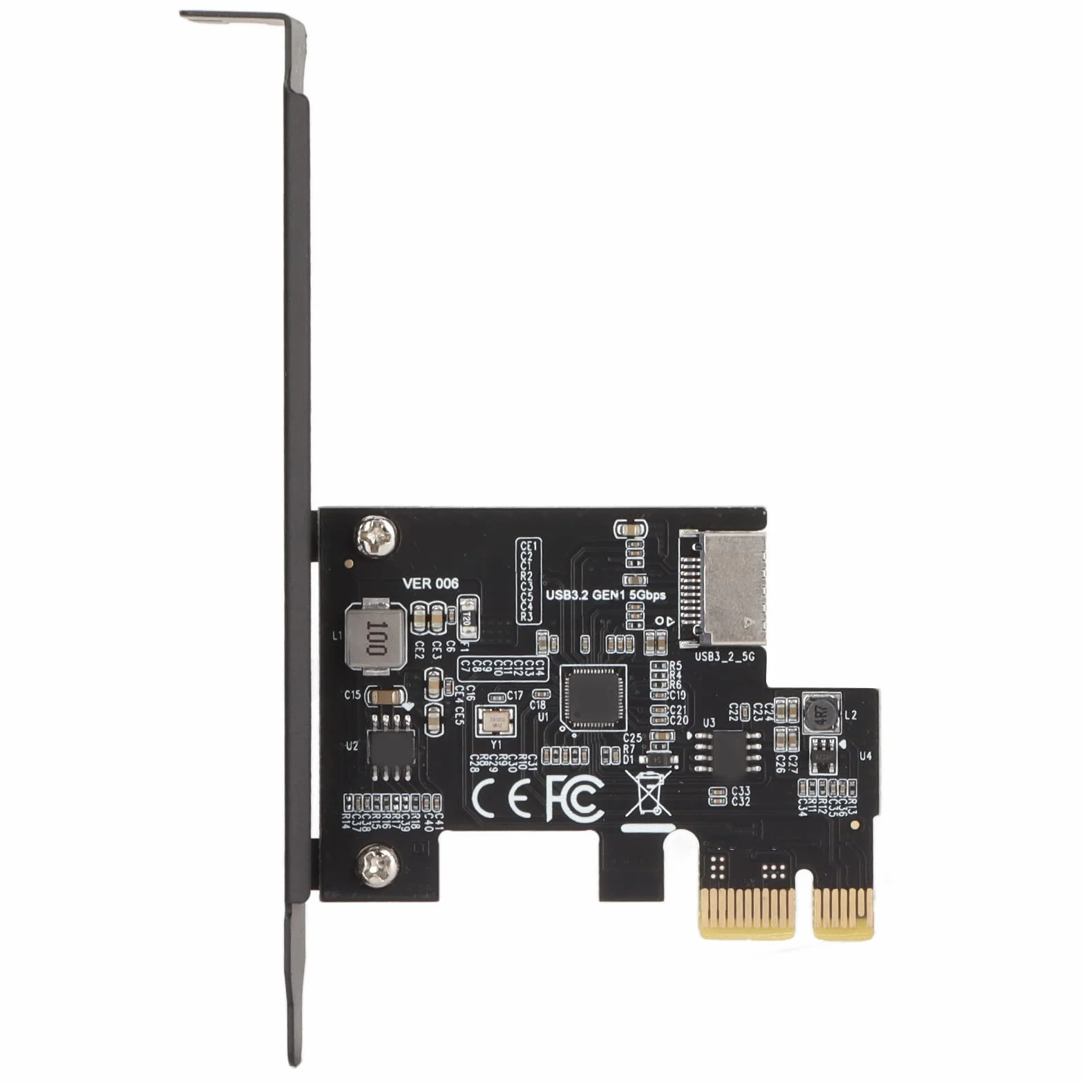 Karta Rozszerzeń PCI-E na USB 3.2 Gen1 USB C 5 Gb/s Adapter Panel Przedni Czarny