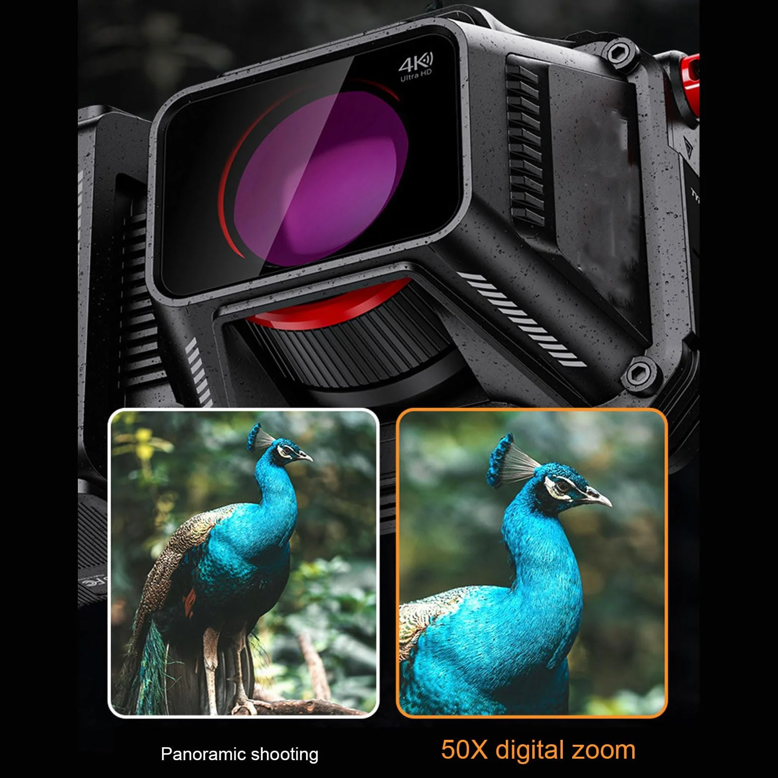 Aparat Cyfrowy 4K do Robienia zdjęć i Filmów, Aparat do Vlogowania 70 MP z 50-krotnym Zoomem Cyfrowym, Ekranem TFT 3,5 Cala, wbudowaną lampą błyskową, Wieloma Filtrami, kartą