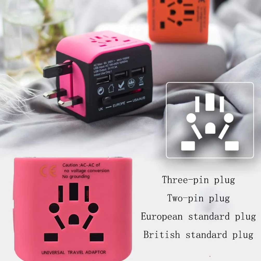Universal Power Adapter Plug Międzynarodowa ładowarka z 3 Usb. Porty ładujące, ogólnoświatowy adapter podróży (Color : F)