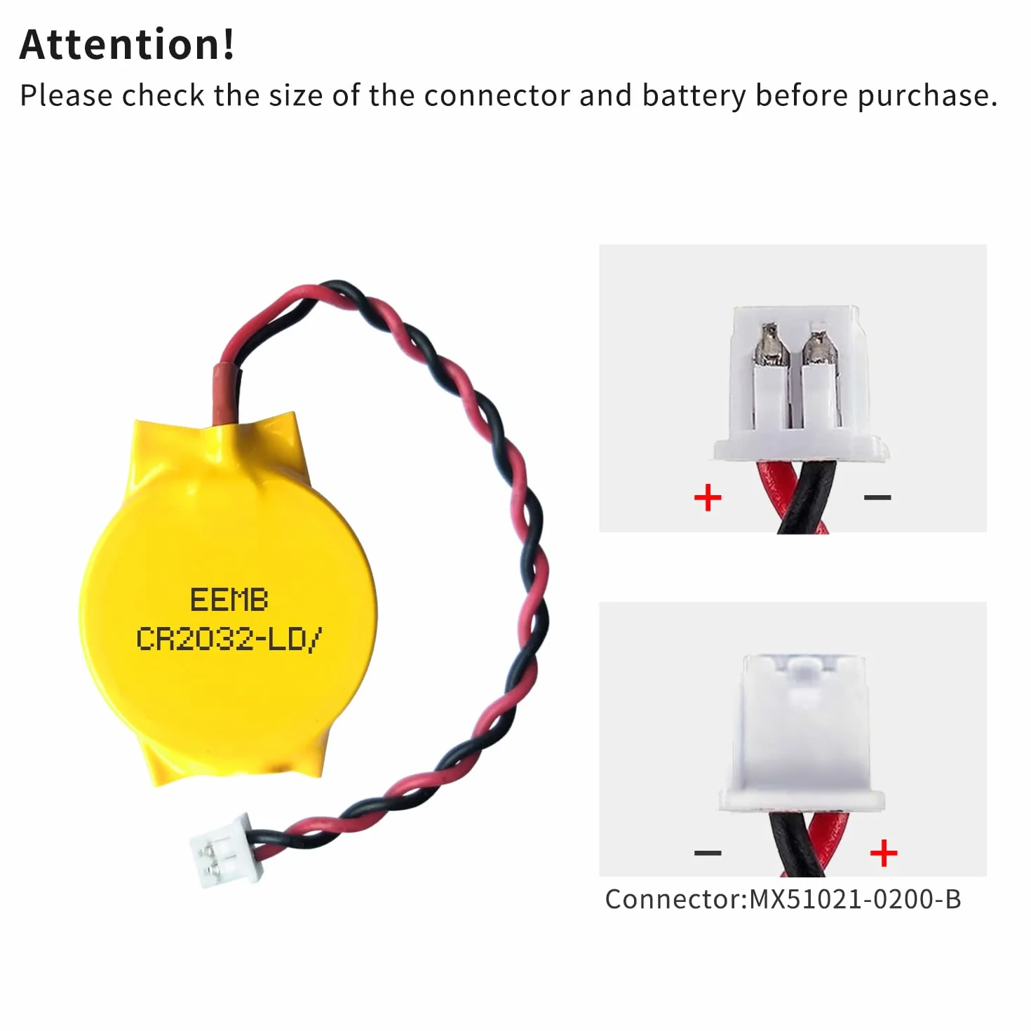 10X EEMB 3V CR2032 Bateria CMOS z przewodami drutowymi i złączem drutu MOLEX do komputera lub laptopa Bateria płyty głównej