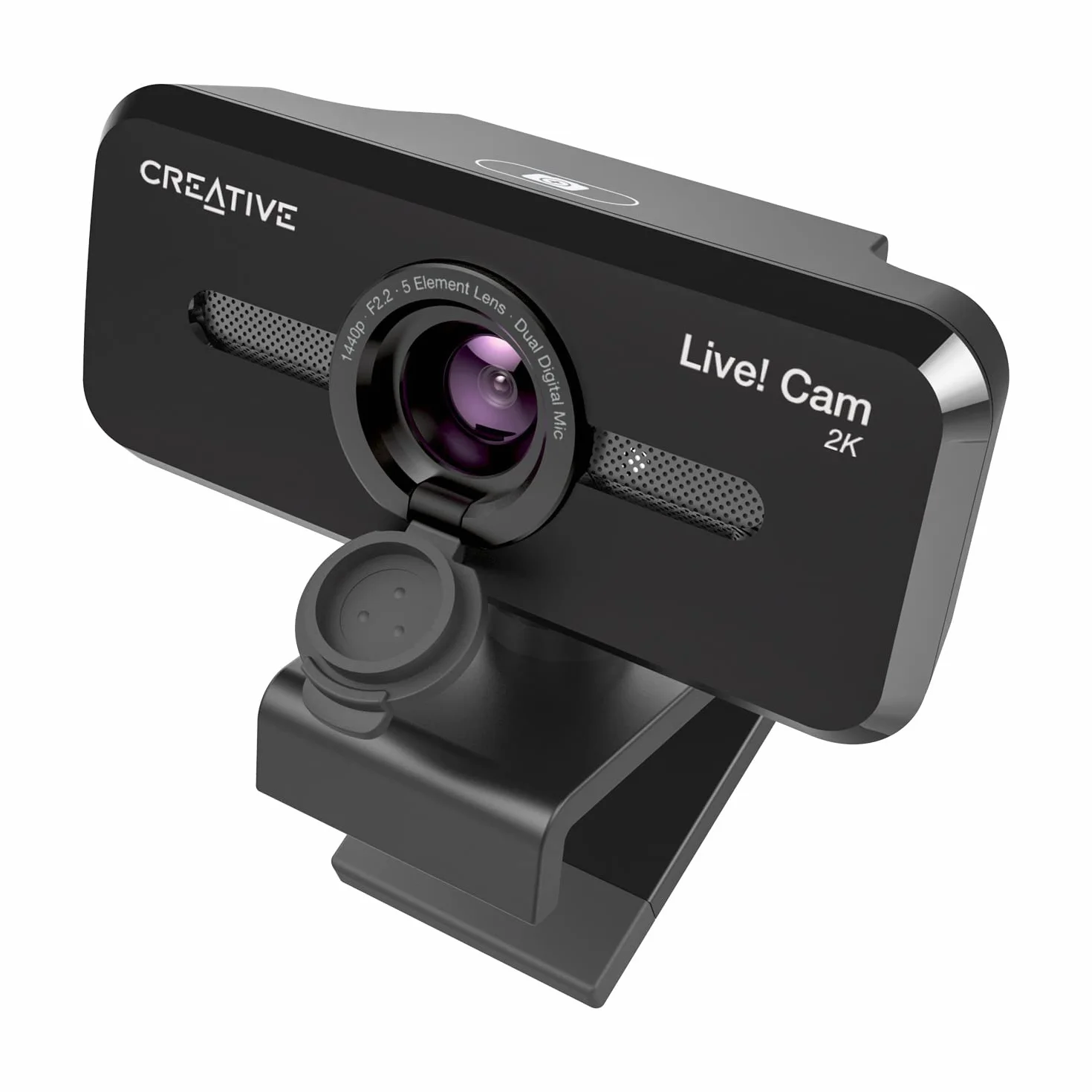 Creative Live! Cam Sync V3 2K QHD kamera internetowa USB z 4-krotnym zoomem cyfrowym (4 tryby zoomu od szerokiego kąta do wąskiego widoku portretowego), obiektyw prywatności, 2 mikrofony, do