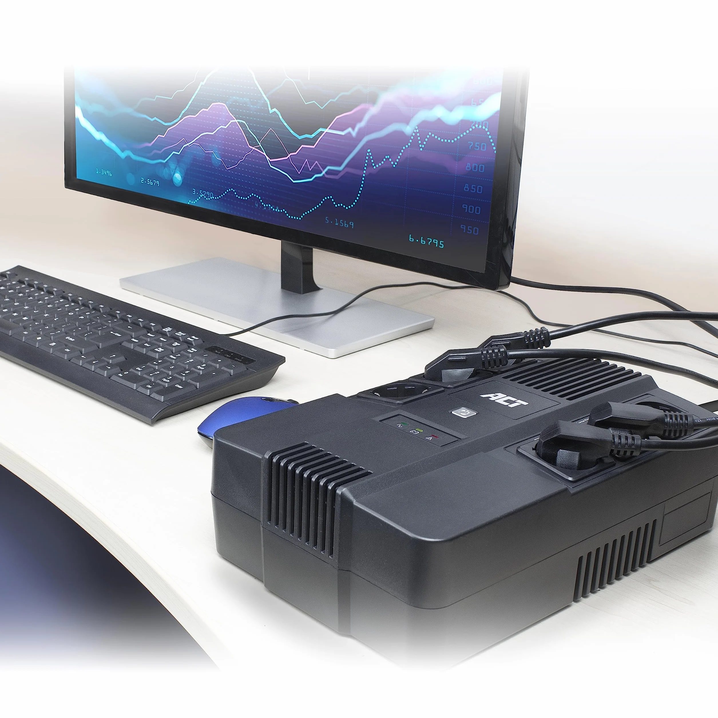 ACT Back-up zasilacz UPS Line Interactive, akumulator 600 VA UPS Power Supply, (6 wyjść Schuko, ochrona przed przepięciem), AVR – AC2300