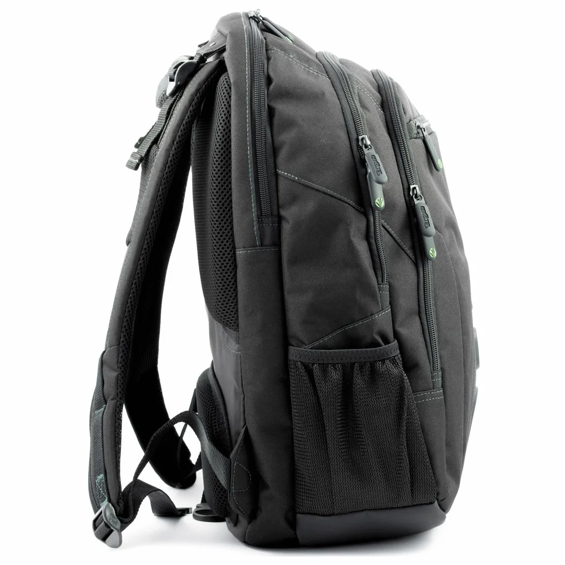 Targus Torba na laptopa, pasuje do laptopów o przekątnej do 15,6 cala i pojemności 27 l, ekologiczny plecak wykonany z butelek z recyklingu, trwały, przyjazny dla TSA - czarny