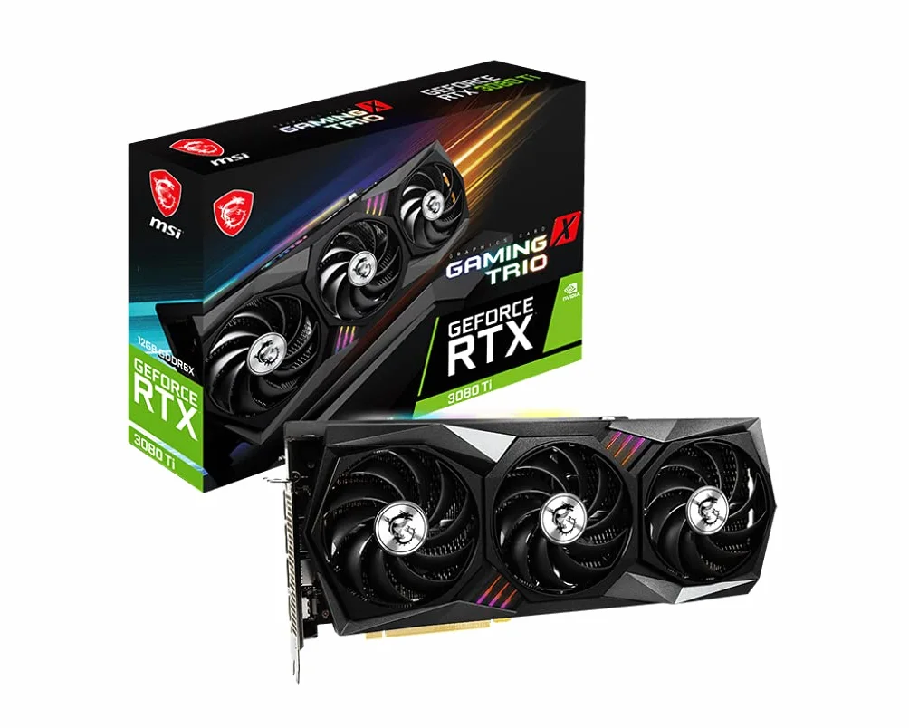 MSI GeForce RTX 3080 Ti GAMING X TRIO 12G Gaming Grafikkarte - NVIDIA RTX 3080 Ti, GPU 1770 MHz, 12 GB GDDR6X Speicher