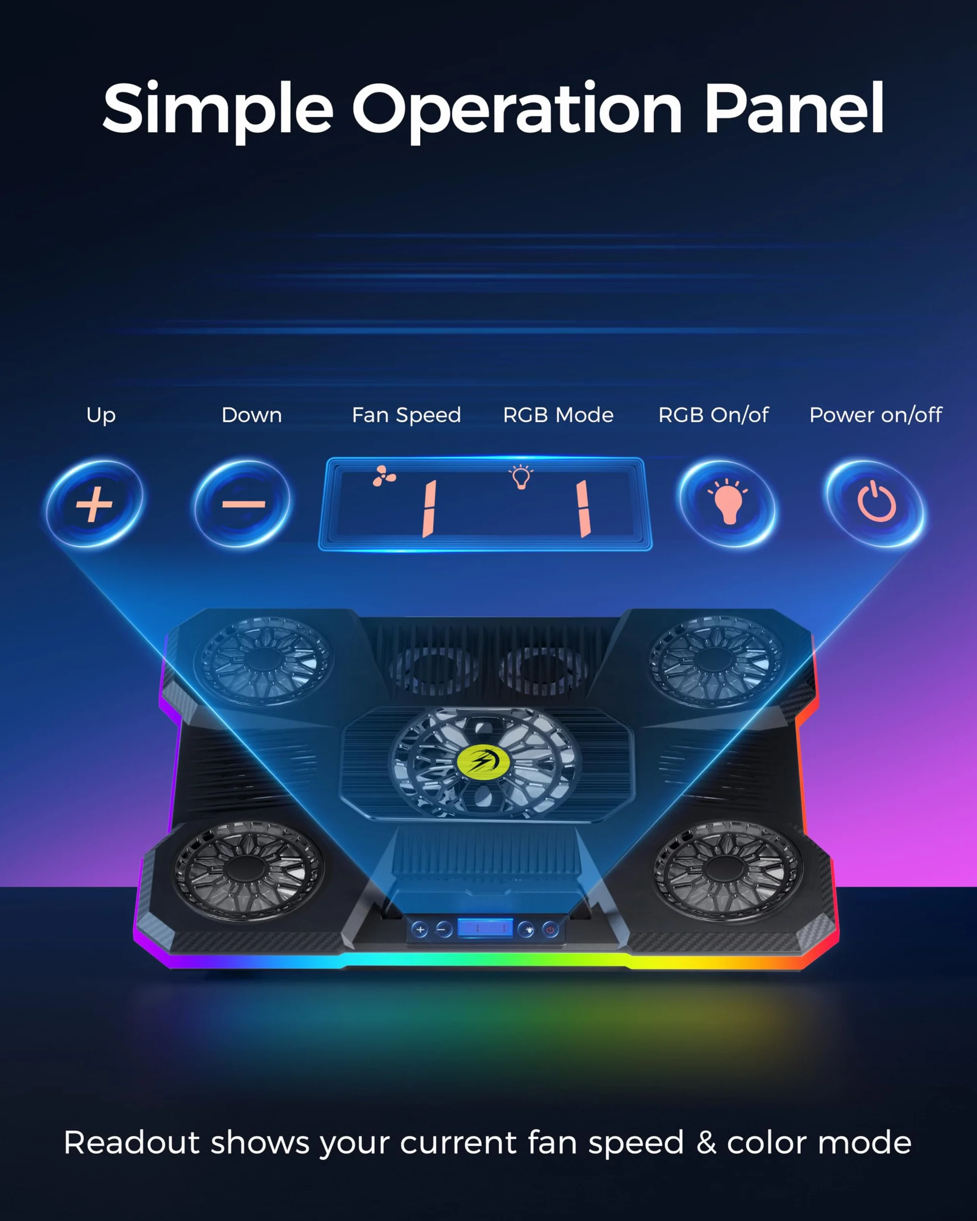 ChillCore Podkładka chłodząca do laptopa, światła RGB, chłodziarka do laptopa, 11 wentylatorów, do laptopów o przekątnej ekranu 15,6–19,3 cala, wentylator do gier, z 8 wysokimi stojakami, 2 portami