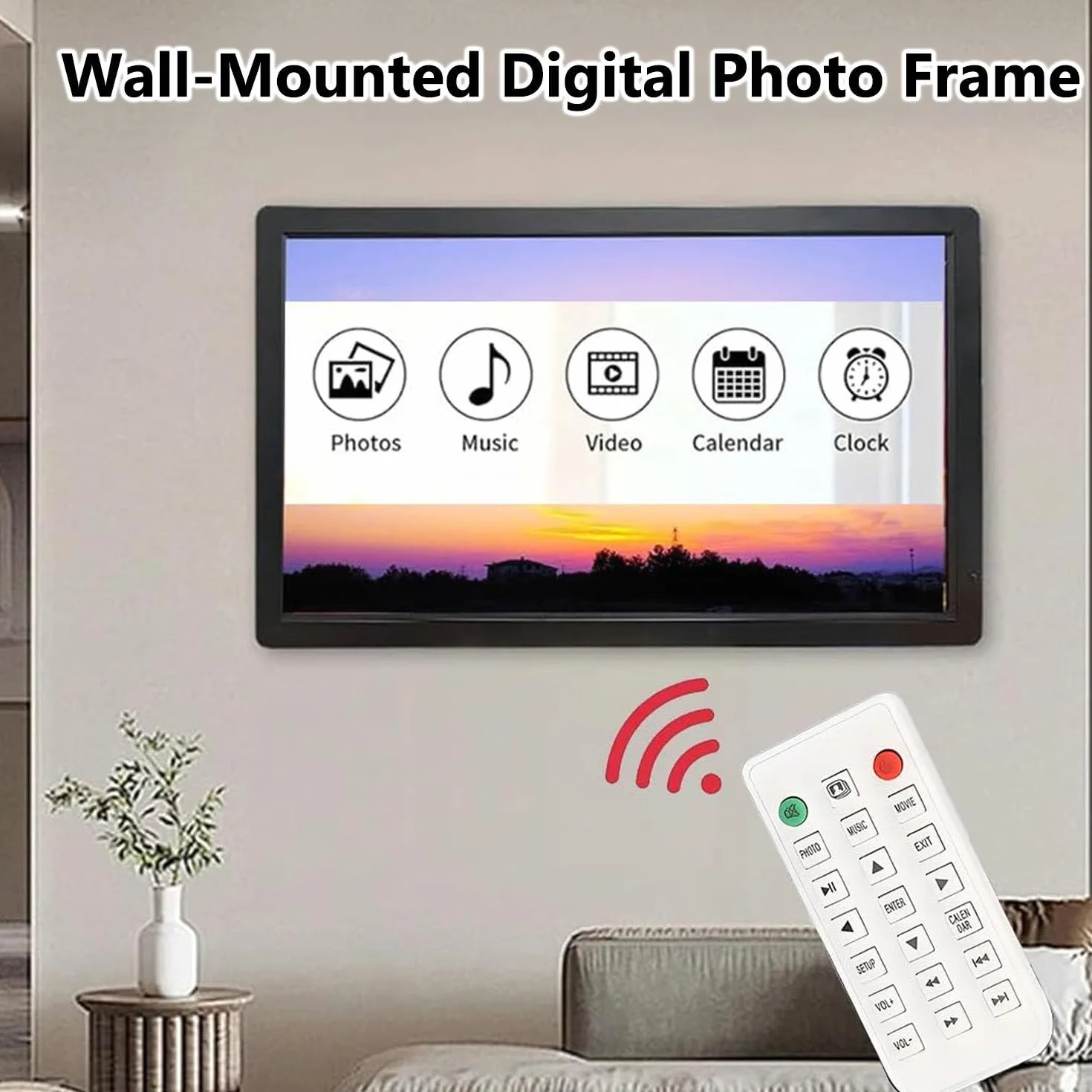 32-calowa pionowa cyfrowa ramka na zdjęcia, cyfrowy ekran reklamowy LED 1920x1080p Ips HD, wyświetlacz ścienny z czujnikiem ruchu, obsługa zdjęć/filmów i karta pamięci 32 GB 32in