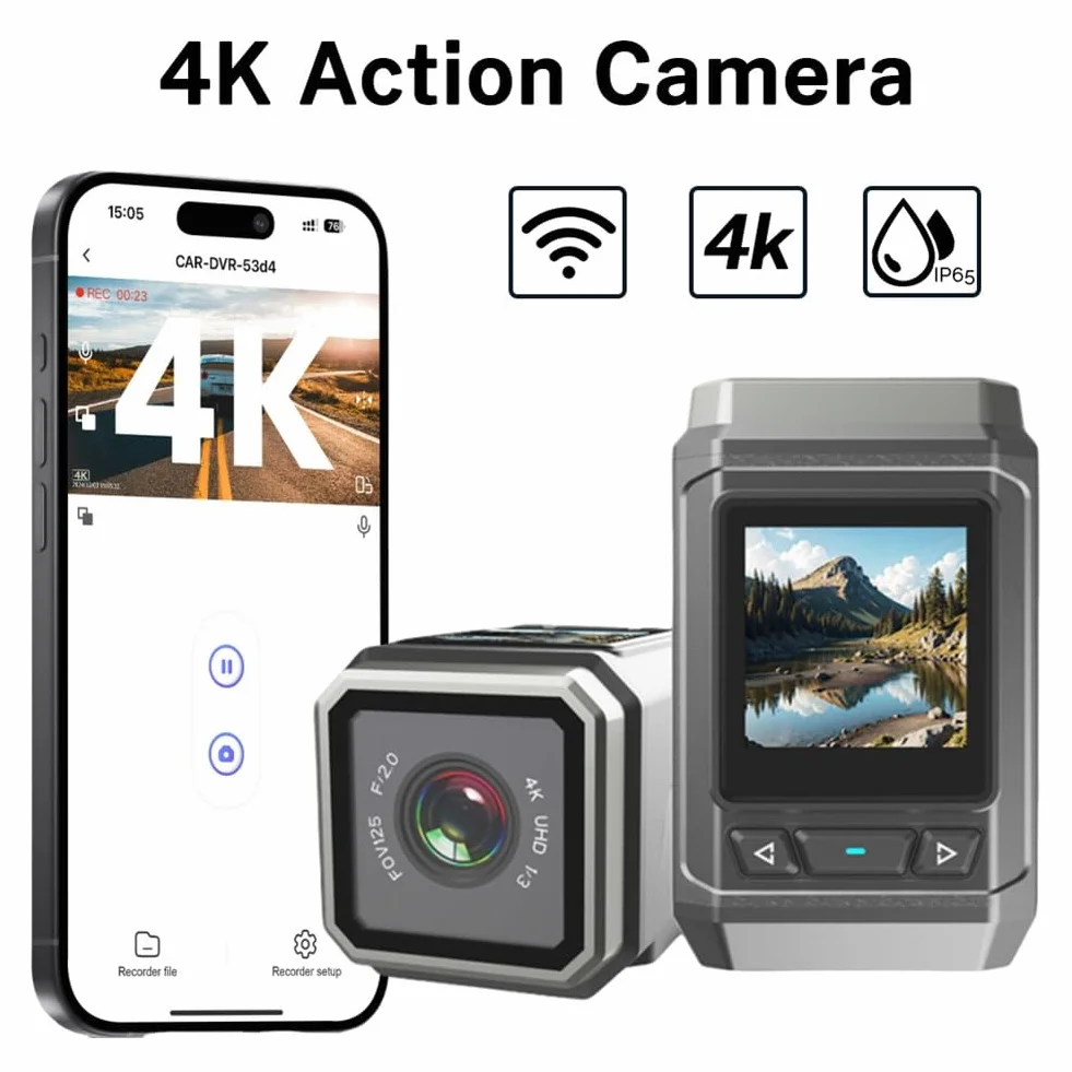 Kamera sportowa 4K Ultra HD WiFi Ekran LCD Wodoodporna kamera motocyklowa Rejestrator jazdy na rowerze