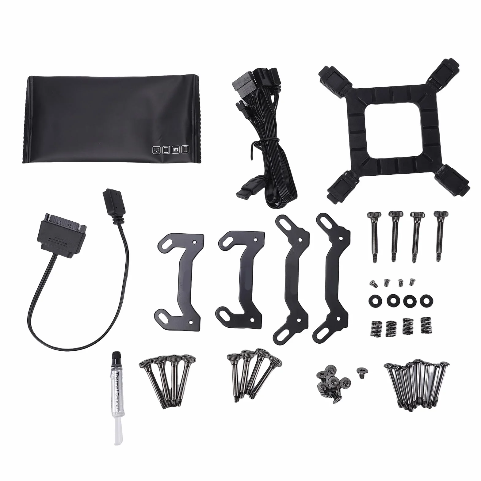 Aramox Płynna Chłodnica Procesora ARGB z 2,2-calowym Ekranem LCD Chłodnica Procesora AIO 240 Mm Wentylatory PWM Miedziana Podstawa do Budowy Komputera PC AM5 AM4 LGA1700 (BLACK)
