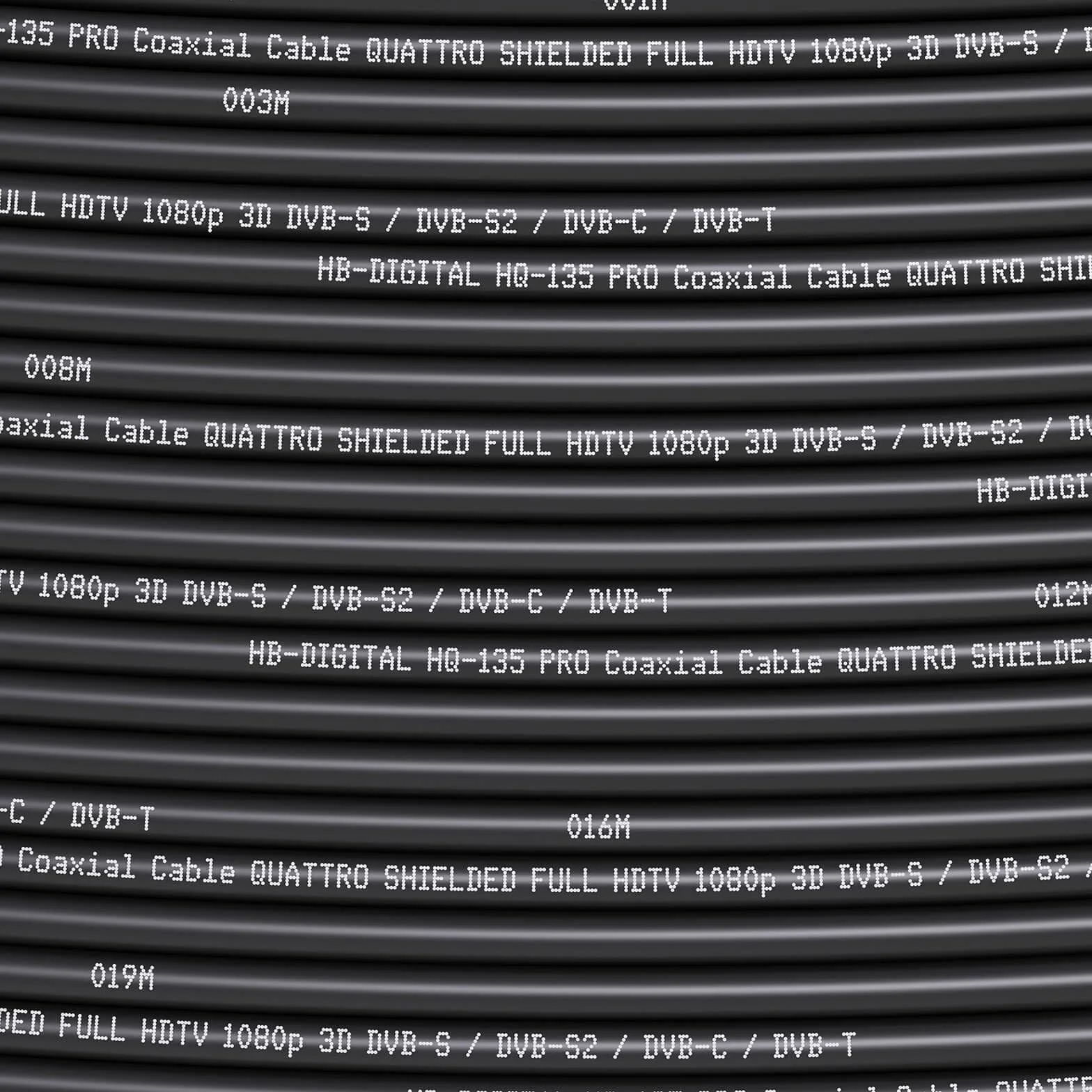HB-DIGITAL Kabel koncentryczny 25 m SAT 135 dB 8K 4K UHD 4-krotnie ekranowany do DVB-S / S2 DVB-C / C2 DVB-T / T2 DAB+ radio + w zestawie 10 x pozłacane złącza F BK urządzenia - stalowy/miedziany