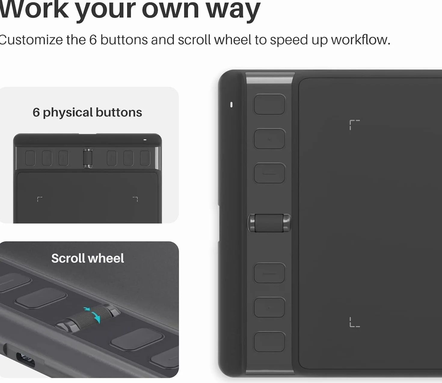 2023 HUION Inspiroy 2 mały tablet do rysowania z kółkiem przewijania, 6 spersonalizowanych klawiszy, rysik bez baterii do sztuki cyfrowej, projektowania, edycji zdjęć, tablet graficzny 6 x 4 cale,