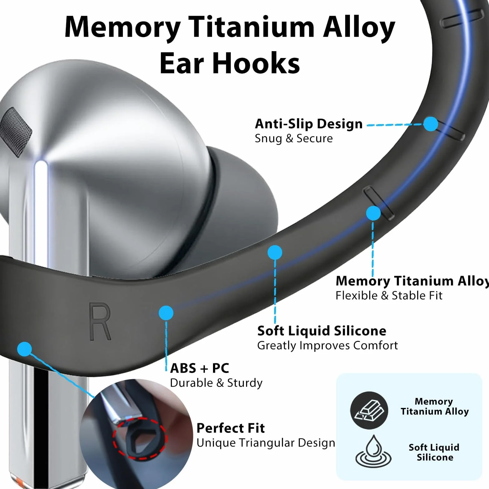 Adhiper Adhiper silikonowe zatyczki do uszu do Samsung Galaxy Buds 3 Pro, słuchawki Buds 3, antywyciekowe, sportowe nauszniki, do słuchawek Galaxy Buds 3 (czarny)