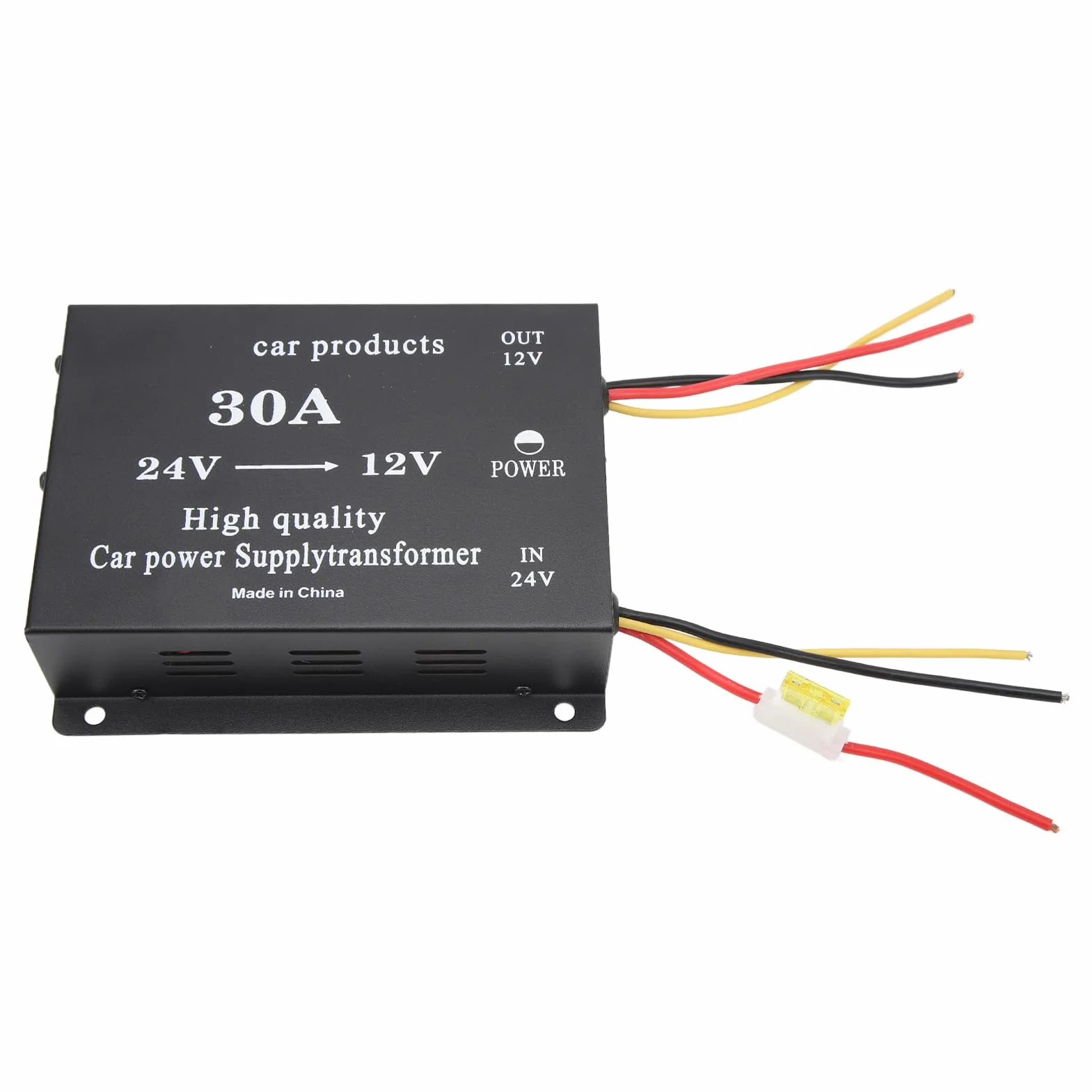 Przetwornica zasilania samochodu 30A 24V do 12V napięcie prądu stałego Adapter obniżający napięcie do lodówki samochodowej odtwarzacz DVD kamera stop aluminium czarny