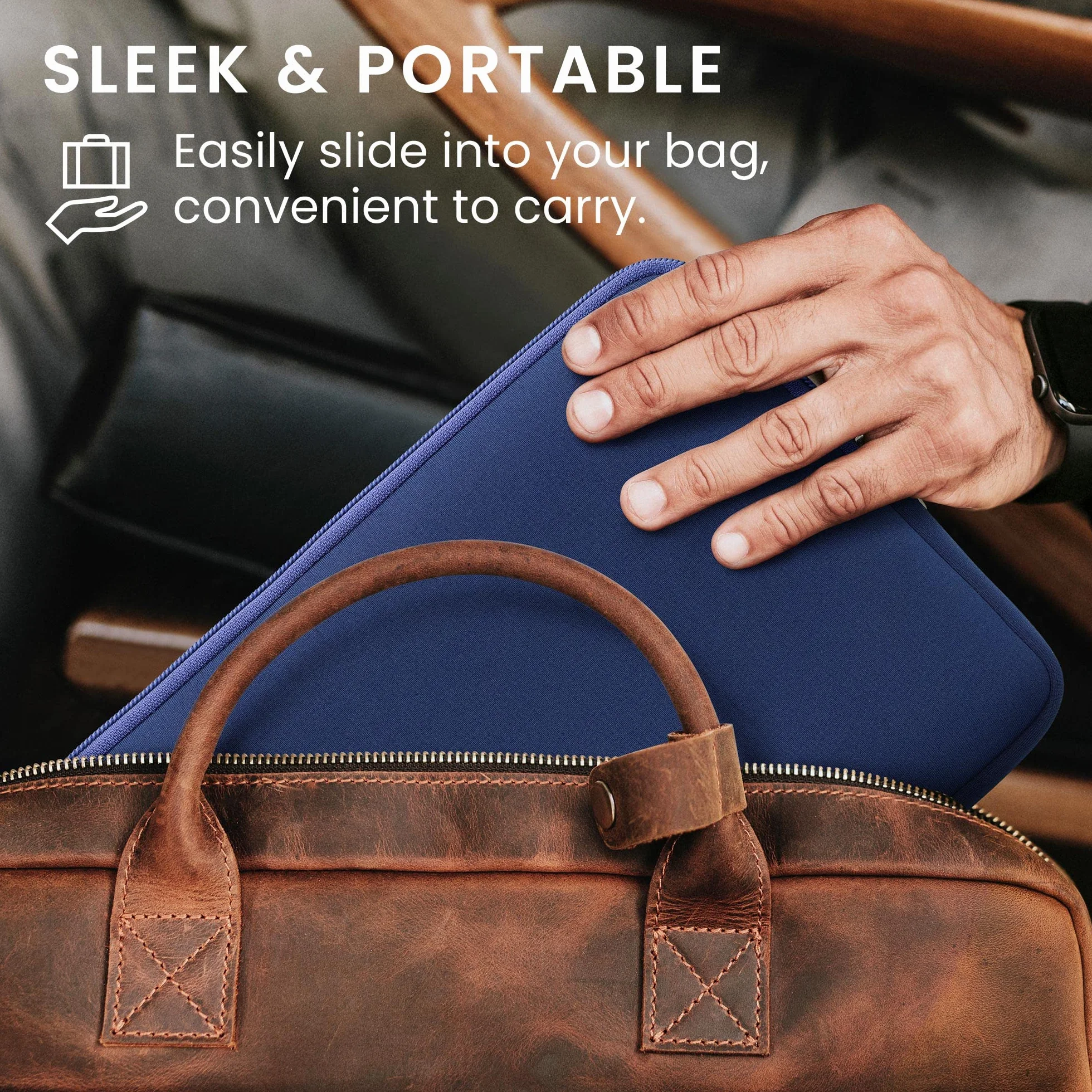 kwmobile Neoprenowe etui kompatybilne z tabletem 24.6 cm-27.9 cm, uniwersalne etui z zamkiem błyskawicznym, ciemnoniebieskie