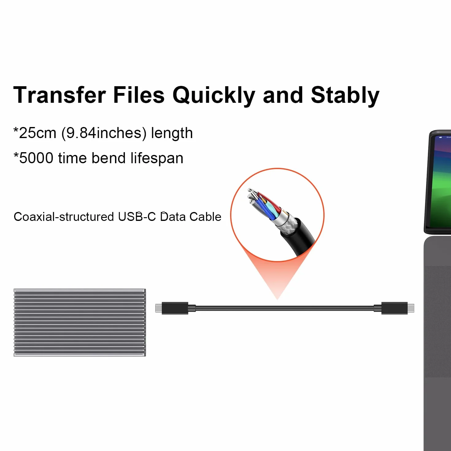Qwiizlab Bezwentylatorowa obudowa zewnętrzna SSD Thunderbolt USB4 40Gbps z aluminiową podstawą chłodzącą, obsługuje M.2 NVMe PCIe SSD do 8TB (SSD nie jest w zestawie)