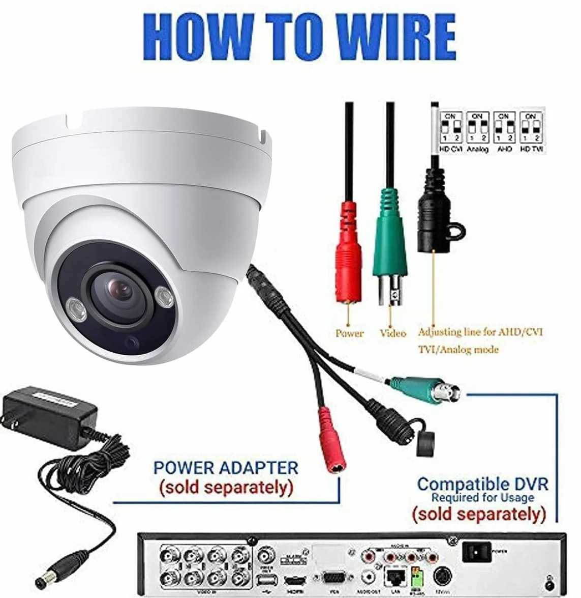 4K 8MP Lite Dome TVI CVI AHD analogowa kamera bezpieczeństwa 4 w 1, noktowizor na podczerwień 19,8 m, szeroki kąt widzenia 2,8 mm 100°, zewnętrzna obudowa w całości z metalu, kompatybilna tylko z
