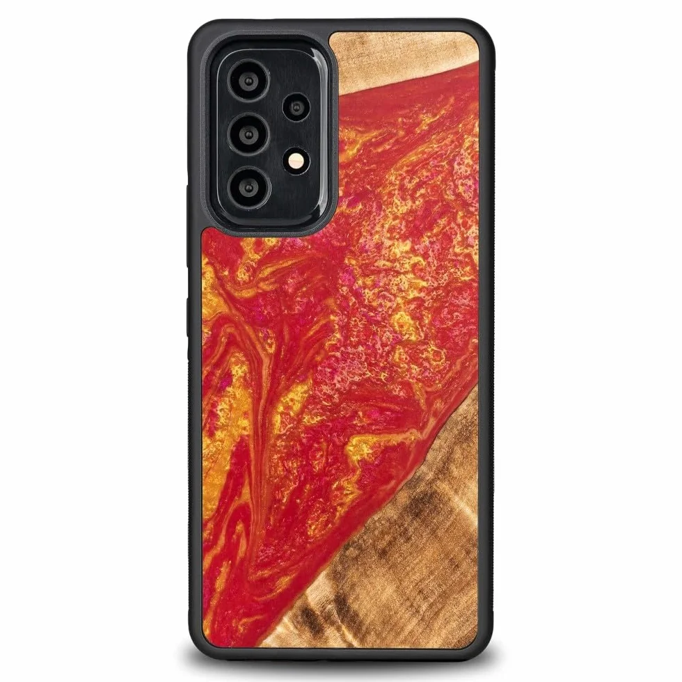 Unikalne etui kompatybilne z Samsung Galaxy A73 5G, ręcznie wykonane etui ochronne z naturalnego drewna i żywicy, wzornictwo Neons Paris, odporne na uderzenia, kompatybilne z MagSafe