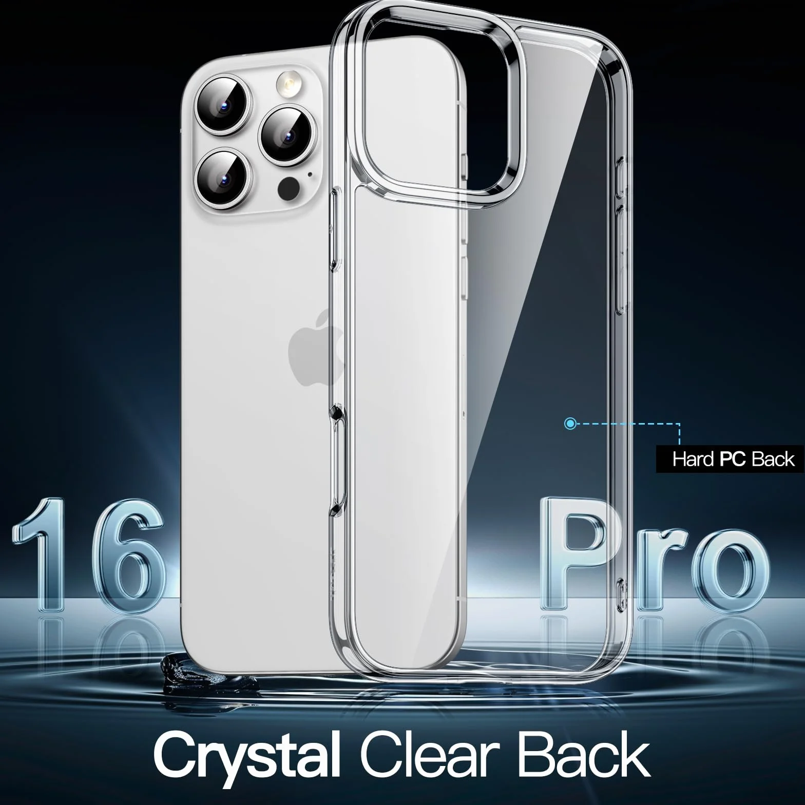 JETech Etui iPhone 16 Pro 6,3 Cala Nieżółknące Odporne na Wstrząsy Przezroczyste