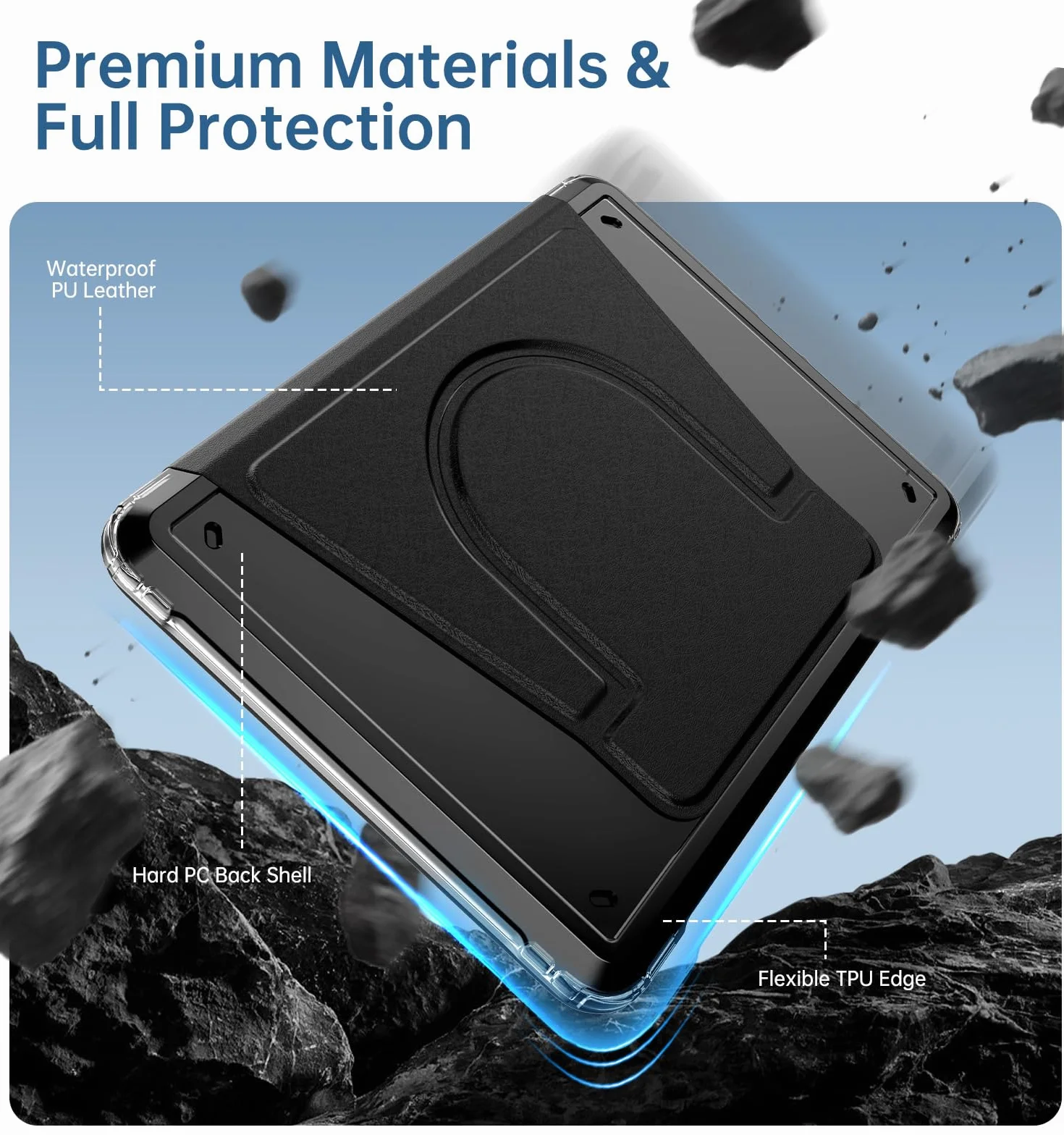 MoKo 360° Rotating Case for 7" eBook Reader 12th Generation 2024, Clear Back Detachable Magnetic Protective Adjustable Stand Cover with Auto Wake/Sleep, Not for TCL Remarkable Kobo, Silk Black