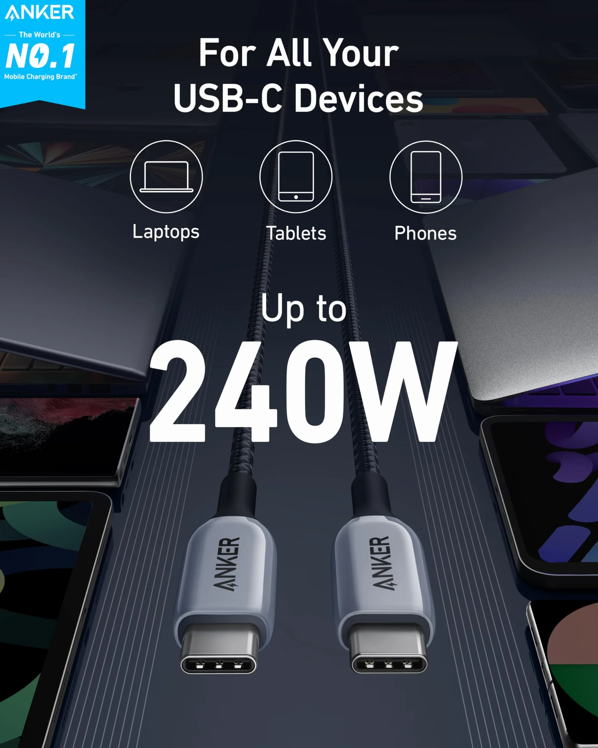 Anker 765 Kabel USB-C do USB-C 140W 90 cm szybkie ładowanie do MacBook Pro iPad Pro Samsung Galaxy S23 Pixel
