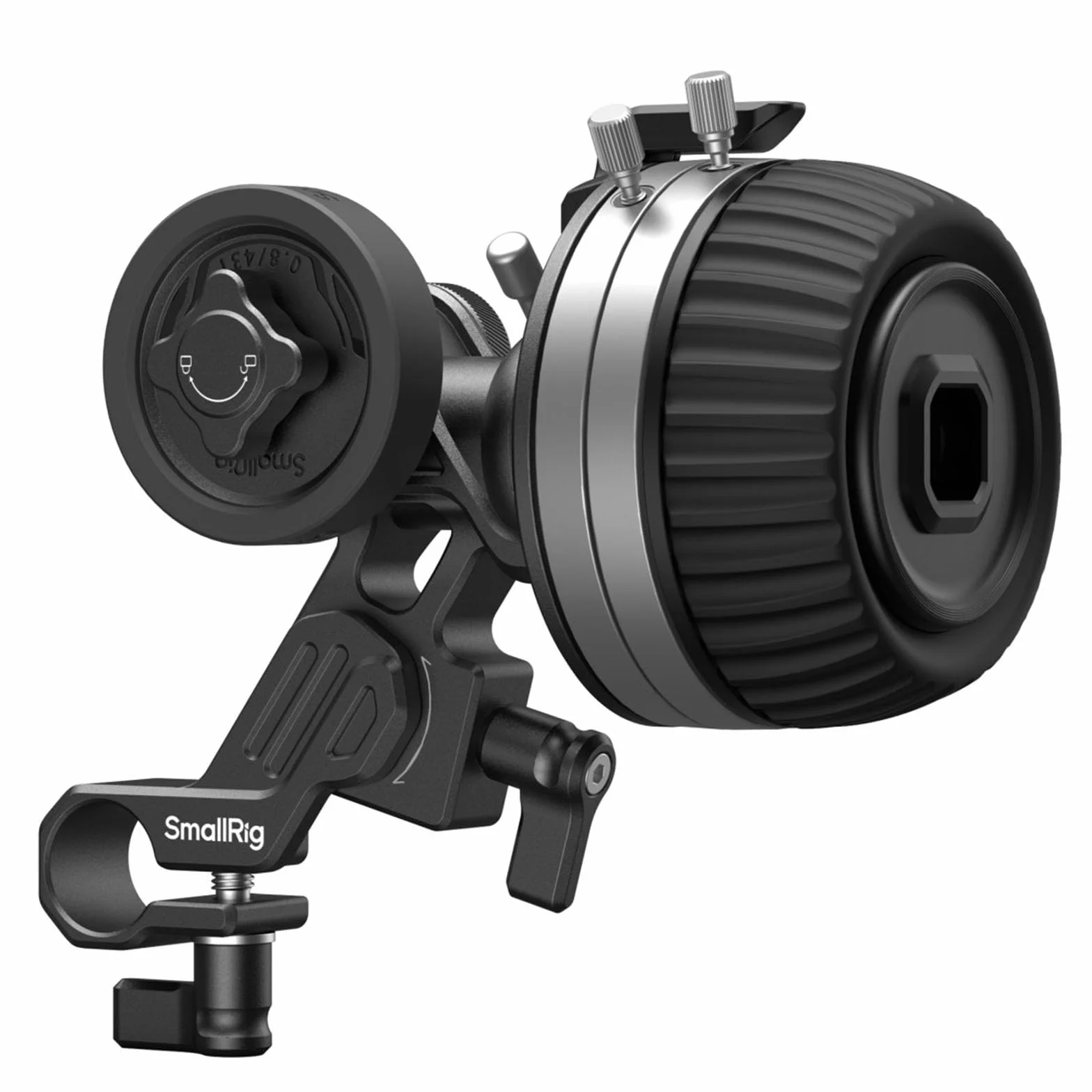 SMALLRIG Follow Focus F50 z bezstopniową regulacją dźwigni tłumienia dynamicznego i ogranicznikami A/B, w tym 15 mm pręt i zacisk pręta, do lustrzanek cyfrowych- 4745
