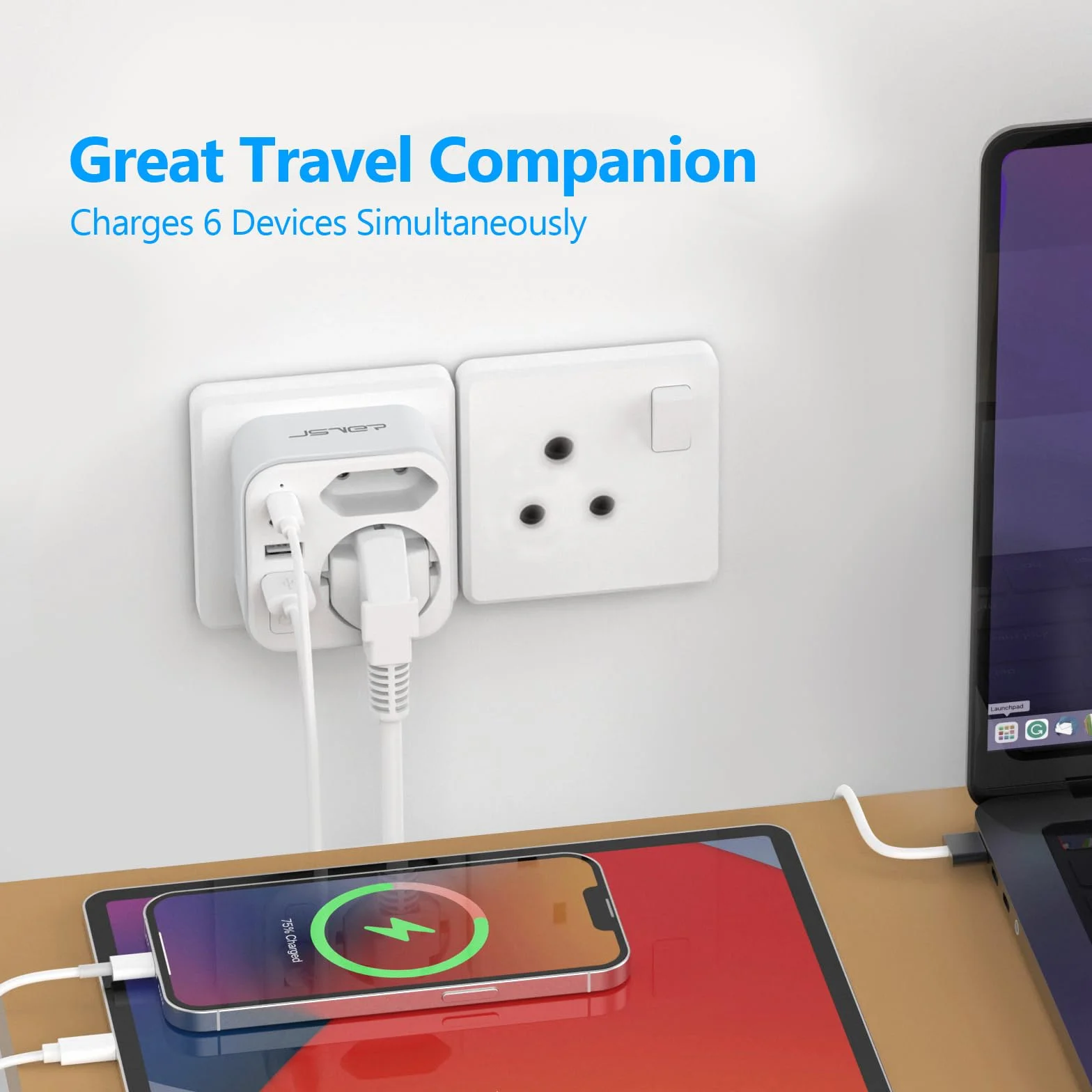 Adapter podróżny do Republiki Południowej Afryki, 2 wtyczki typu M z 2 USB i 2 USB C, 3,4 A 17 W