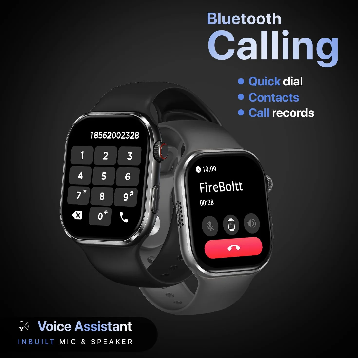 Fire-Boltt Brillia Smart Watch 2-calowy wyświetlacz Super AMOLED, połączenia Bluetooth, SpO2, pulsometr, 120 trybów sportowych, monitor aktywności, asystent głosowy, inteligentny zegarek dla mężczyzn