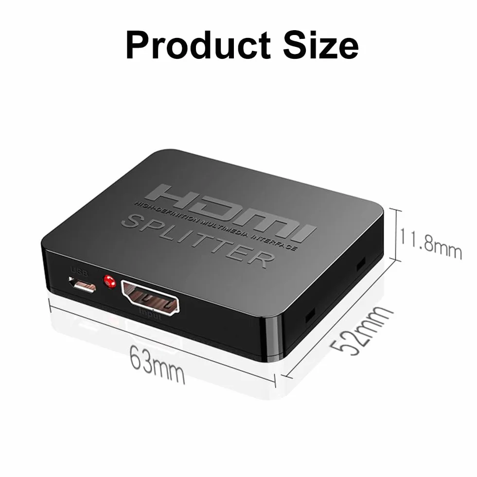 Rozdzielacz HDMI SELIACR 1080p Full HD 3D 4K do MacBook, Xbox, PS4, PS3, odtwarzacza Blu-Ray, DVD, HDTV z kablem zasilajacym micro USB