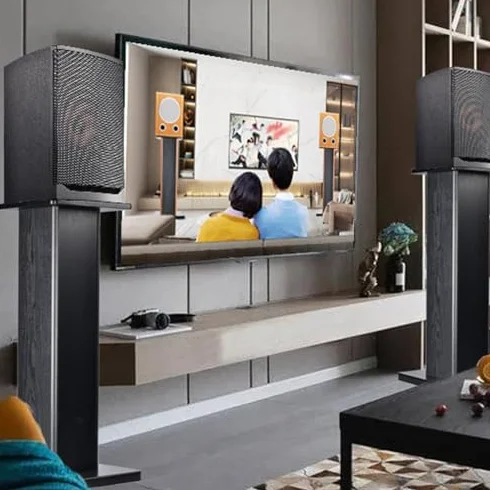 Para uniwersalnych stojaków głośnikowych, uchwyty audio o słojach drewna, do kina domowego i sceny koncertowej, redukcja wibracji i redukcja hałasu, konstrukcja wypełniona piaskiem (czarne, wysokość