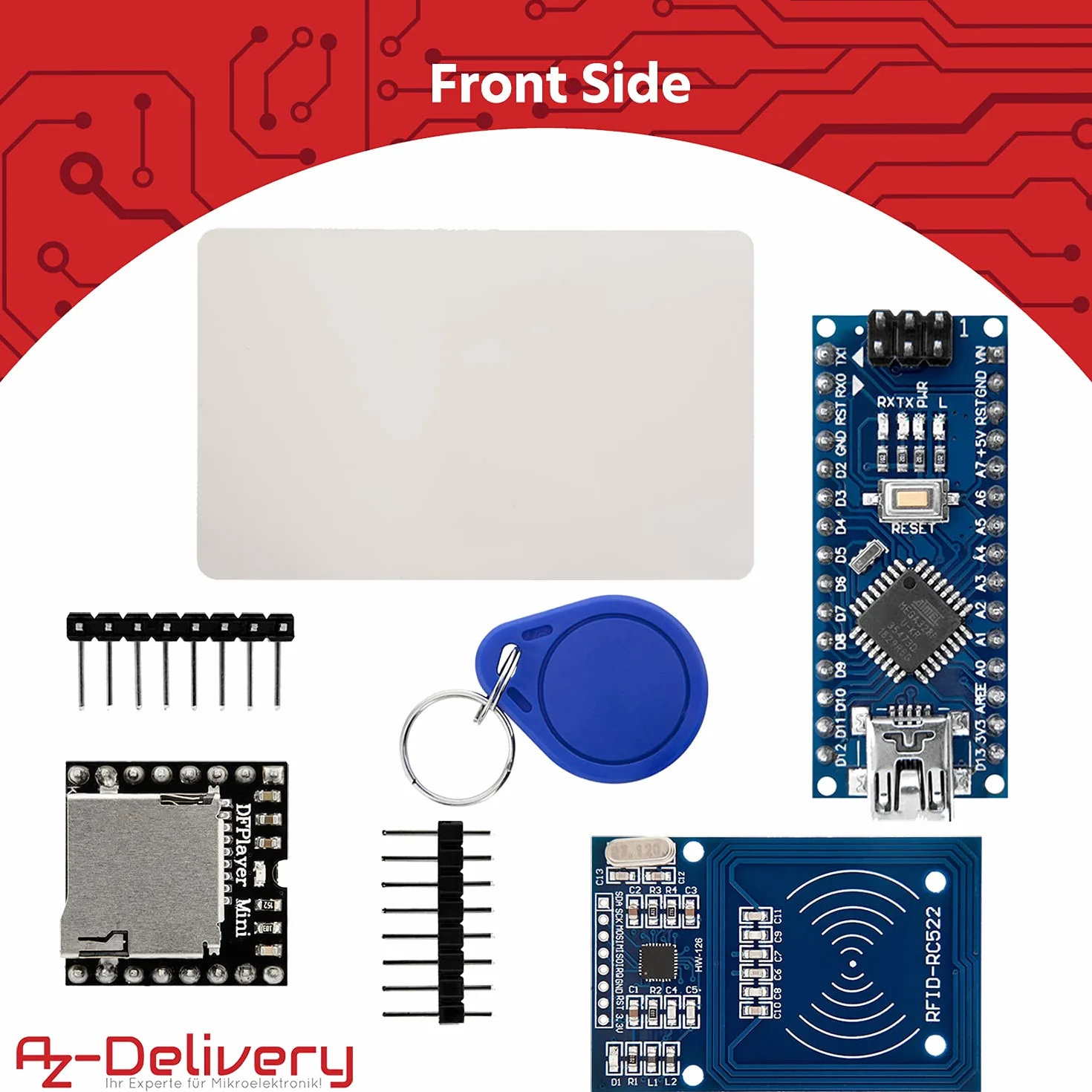 AZDelivery 2 x Zestaw TonUINO (odtwarzacz Mp3, AZ-Nano V3-Board, zestaw RFID i karty RFID 13,56 MHz) kompatybilny z Arduino zawiera E-Book!