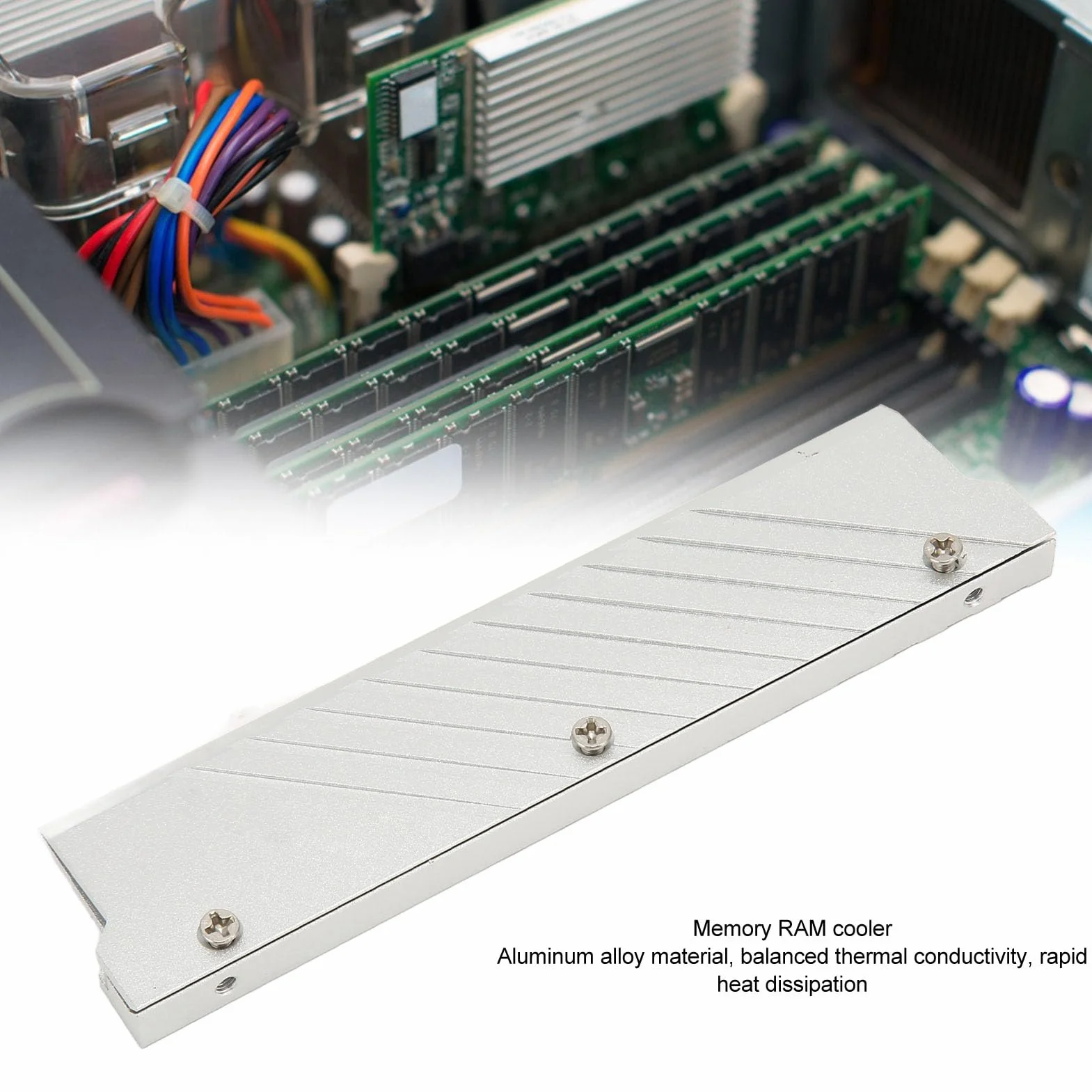 Radiator Pamięci RAM, Uniwersalny Radiator Pamięci DDR5, Chłodnica Pamięci RAM ze Stopu Aluminium z Paskiem Radiatora, do Komputerowego Układu Chłodzenia wodą (SILVER)