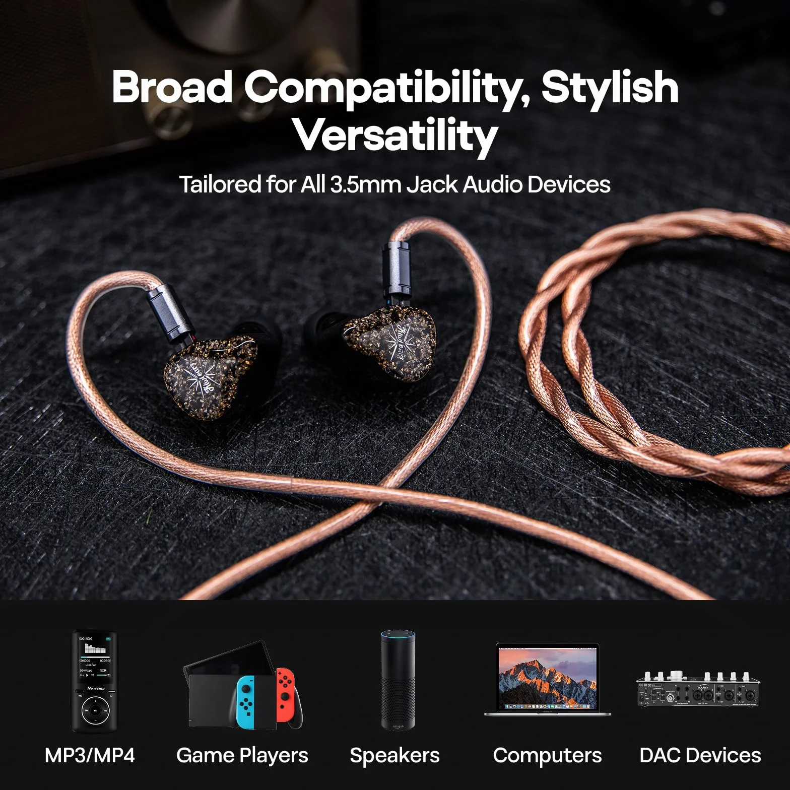 Linsoul Tripowin Nimbus Kabel IEM Hybrid Single Crystal Copper, przewód słuchawkowy LITZ TYPE5 i AWG 19, przewód zamienny HiFi do monitorów dousznych (Recessed 2Pin)