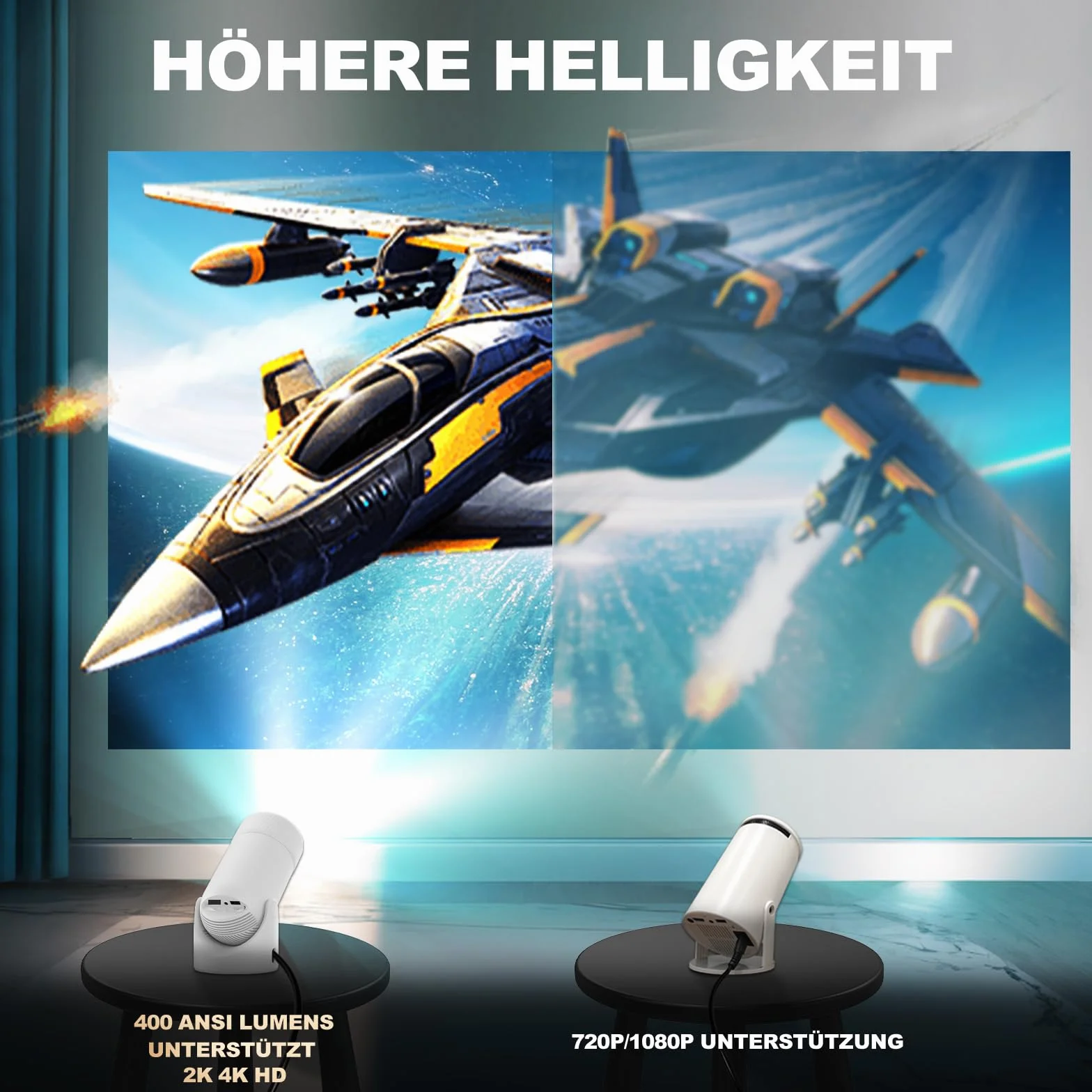 Mini projektor z Bluetooth 5.0, przenośny projektor VenirCool P2 13000L, obsługa 4K z WiFi6, elektryczna korekcja trapezu, projektor wideo, obrotowy stojak 180° do kina domowego