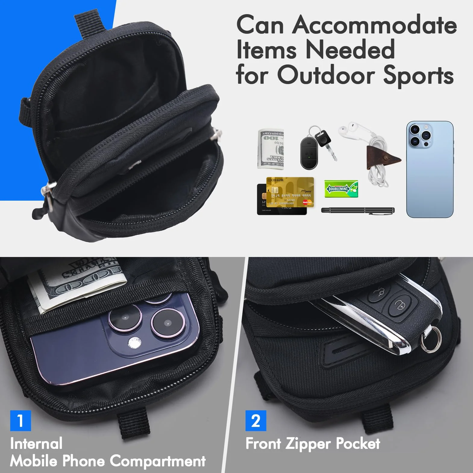 BAGZY Sportowa Nerka na Telefon do Biegania, 7,0 Cala Nerka na Ramię do Smartfona, Futerał na Telefon, Akcesoria do Fitnessu, Biegania, Jogi dla iPhone 15 Pro/14 Pro Max