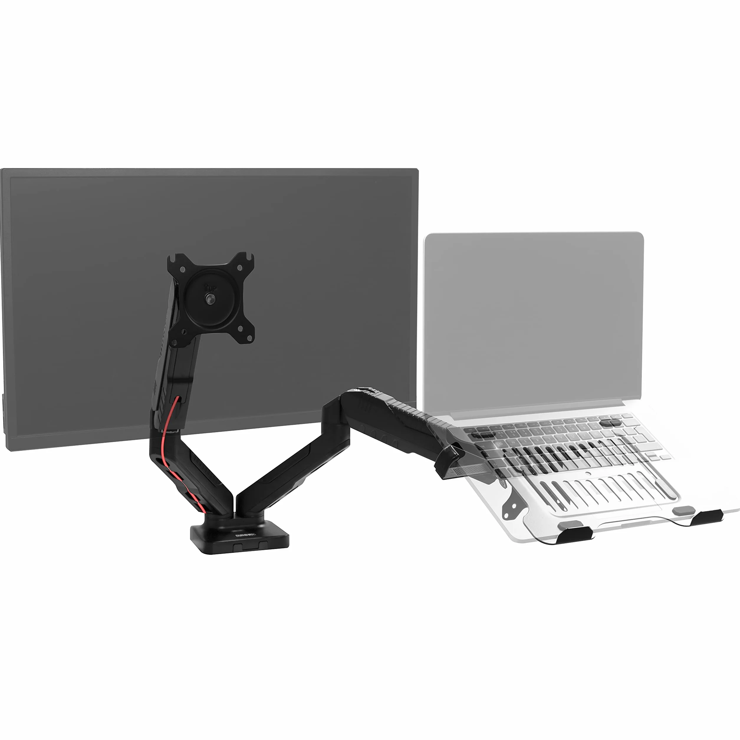 Duronic DMDCL1X1 Uchwyt monitor i laptop 2x 6,5 kg gazowy do 6,5 kg, VESA 75 lub VESA 100, uchwyt do laptopa, podstawka do laptopa i monitora, regulacja monitora, 13-24 cali