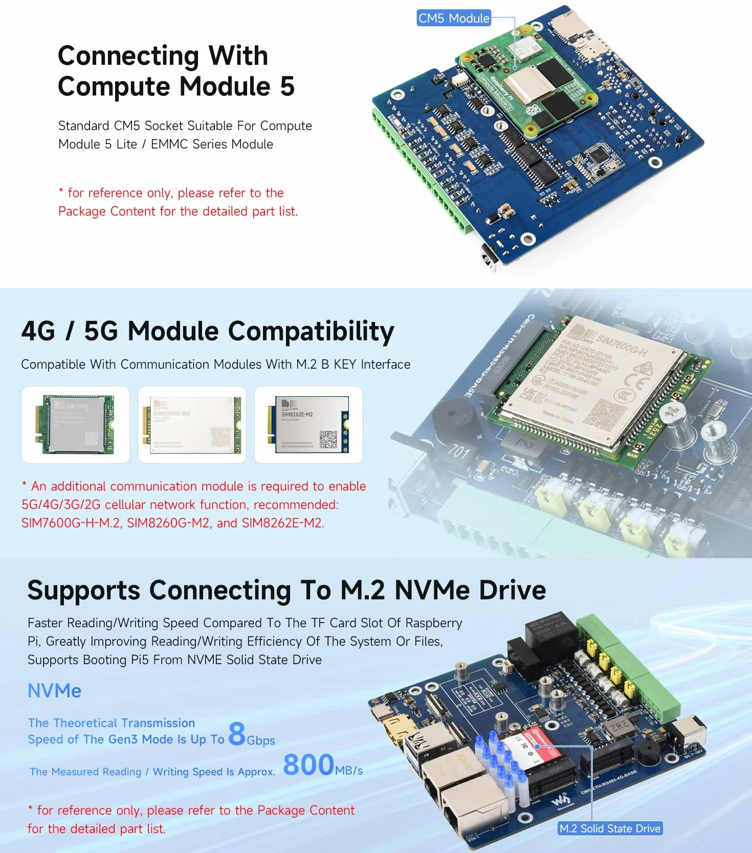 Waveshare Gigabit/2.5G Dual Ethernet Multi-Function Expansion Board Based on Raspberry Pi CM5 (NOT Included),RS485, 4G/5G Module and 4K Display Output, Board Only