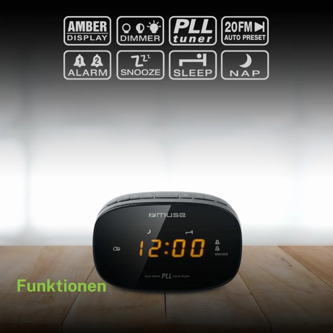 MUSE Radiobudzik M-150 CR, Czarny