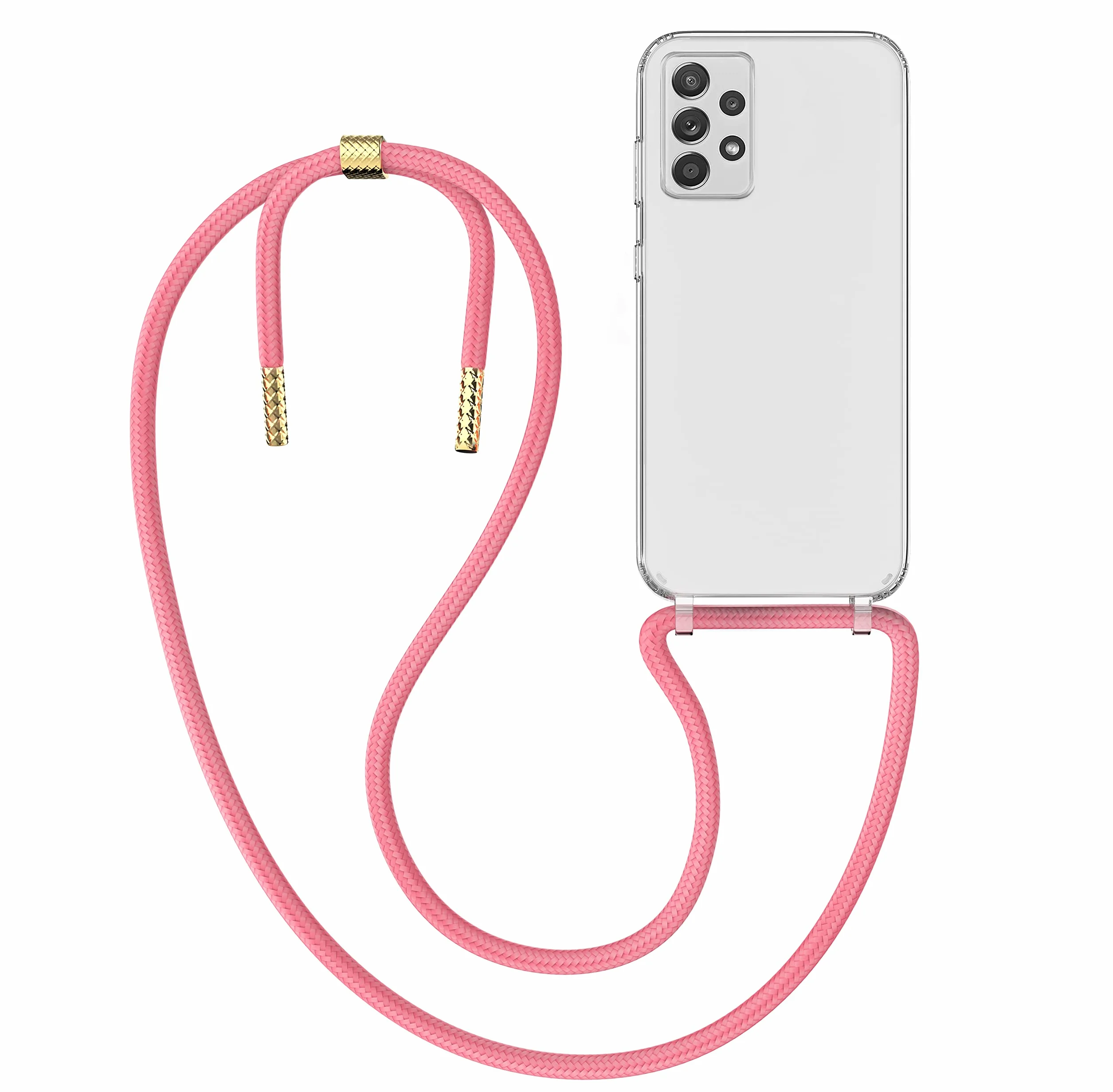 MyGadget smycz do telefonu dla Samsung Galaxy A52 4G | 5G | A52s 5G - [ Etui z odpinanym i regulowanym paskiem ] - Etui na telefon z paskiem do zawieszenia, sznurek, pokrowiec ochronny - Różowy