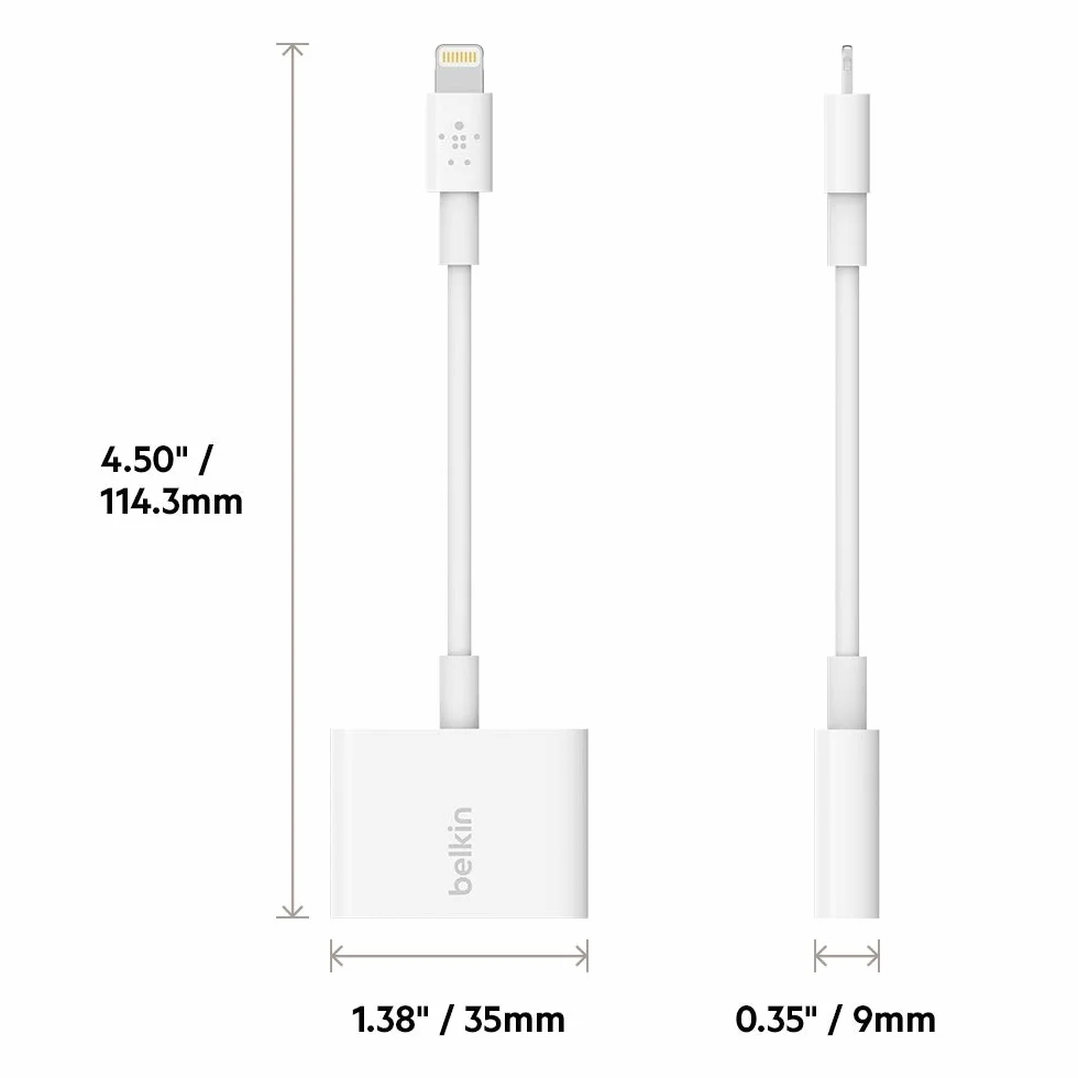 Belkin 3,5 mm Audio + Charge Rockstar (iPhone Aux Adapter/iPhone Charging Adapter), biały