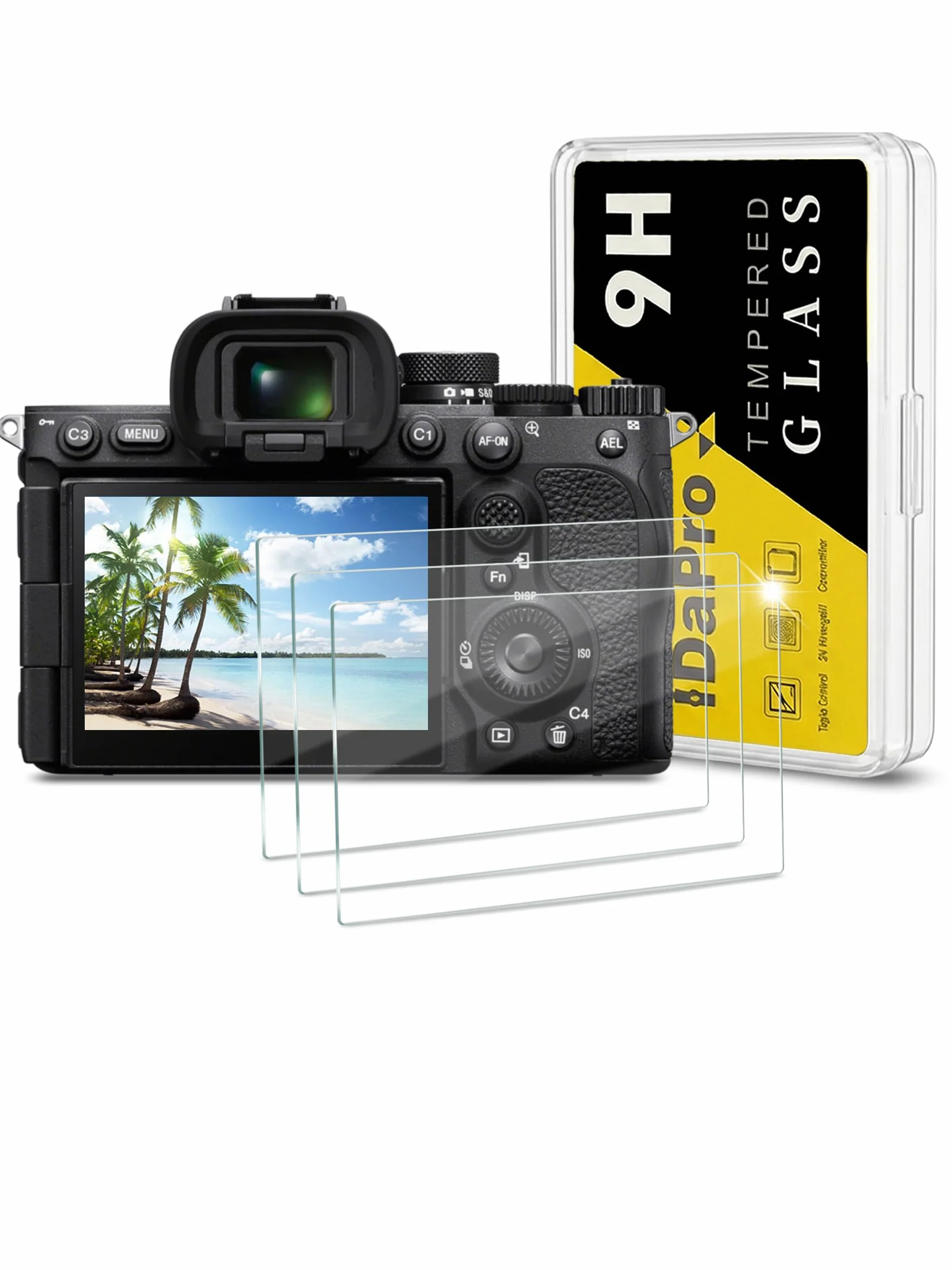 iDaPro Ochraniacz ekranu do Sony Alpha A7R V A7RV A7R5 [3 sztuki] szkło hartowane, łatwa instalacja