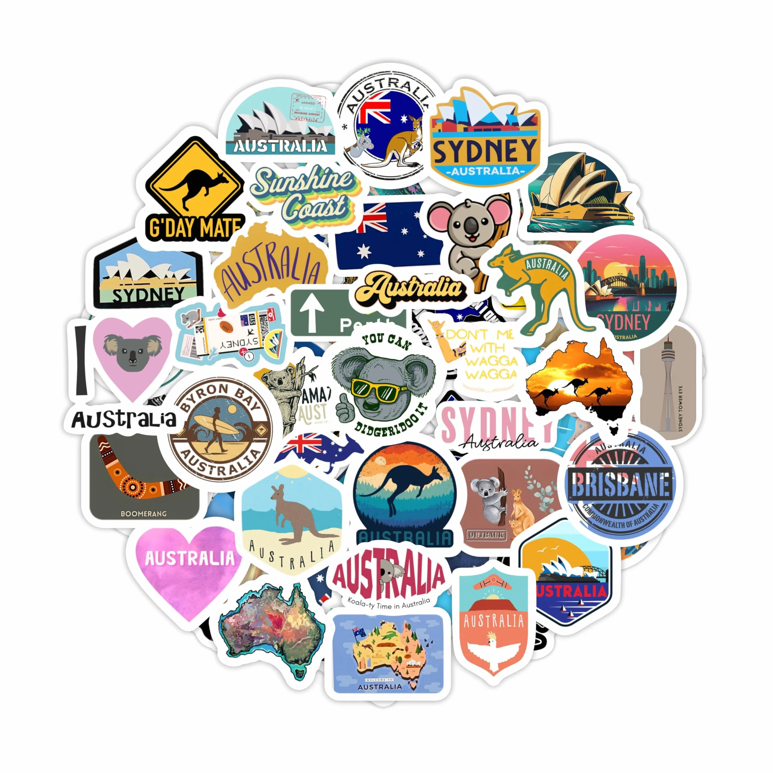 Naklejki Australia na Butelki z Wodą i Laptopa - Dekoracje i Upominki z Motywem Australijskim, Wodoodporne Winylowe Naklejki - Australia Stickers