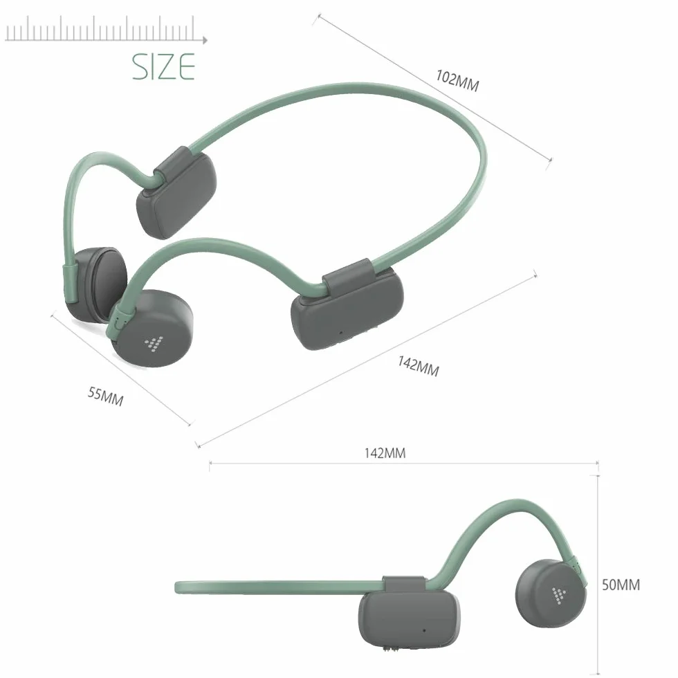 Słuchawki przewodnictwo kości bezprzewodowe, TOPCHANCES Bluetooth 5.0 wodoodporne odporne na pot otwarte uszy bezprzewodowe słuchawki do biegania, sportu, fitnessu, jazdy na rowerze (zielone)