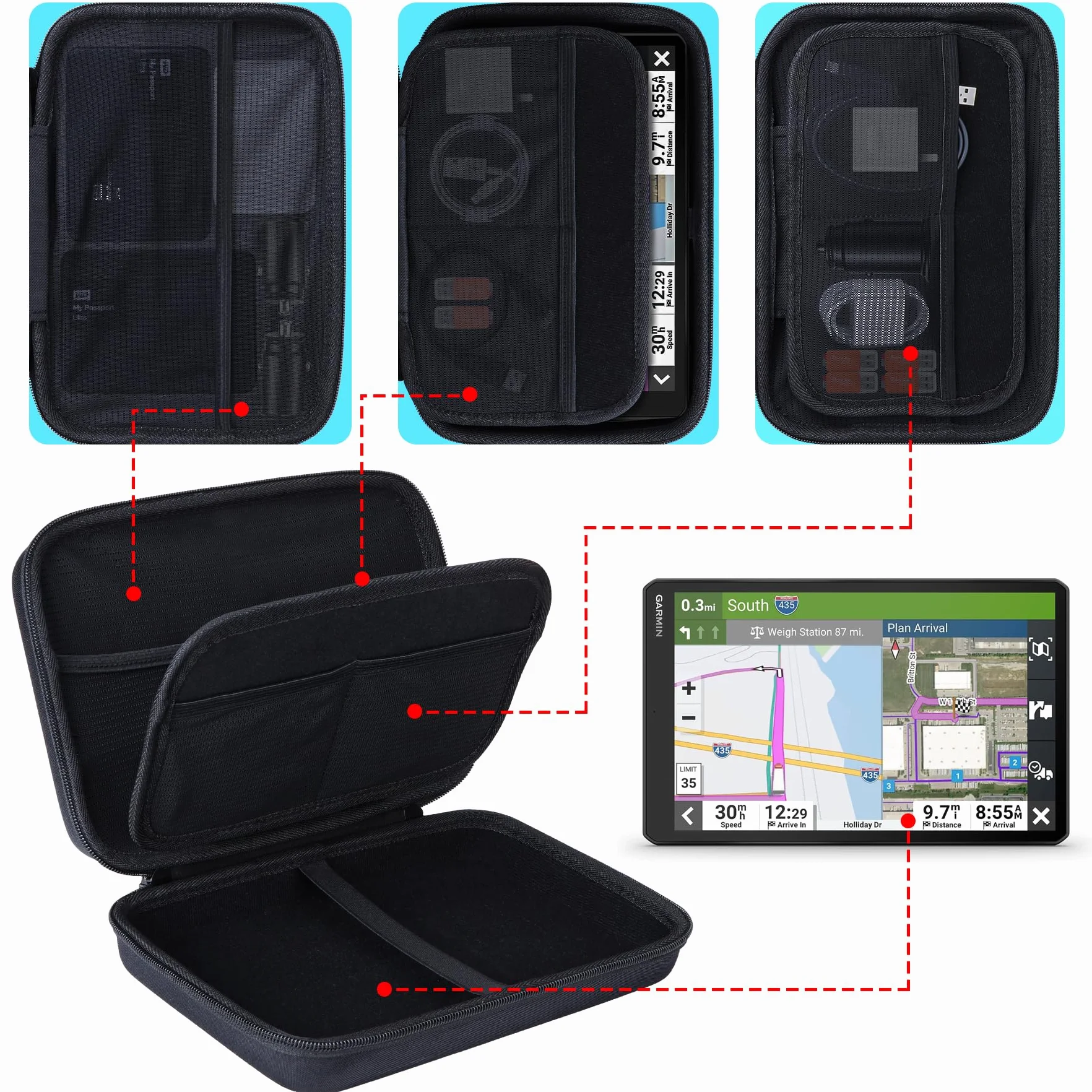 Lebakort Twarde etui etui do Garmin Camper 1090 MT-D lub 1095 lub Camper 890 GPS MT-D nawigacja