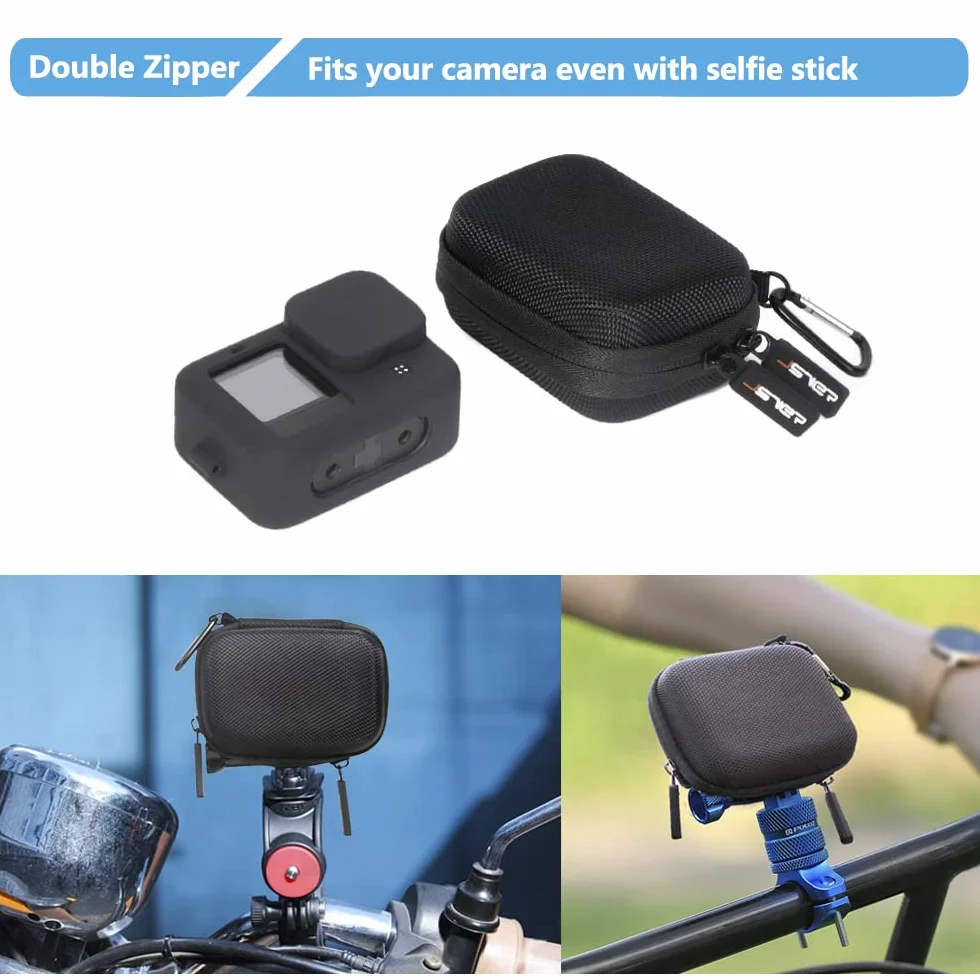JSVER Etui do GoPro Hero 12, Twardy futerał podróżny, Osmo Action 3, AKASO EK7000, Campark ACT74, YI Action Aparat (czarny)