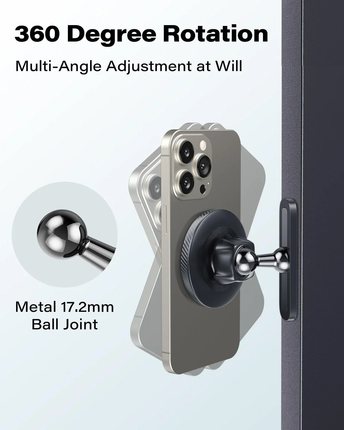 APPS2Car Magnetyczny Uchwyt na Telefon do Siłowni, Kompatybilny z MagSafe, Obrót 360°, do Smartfonów 11,9-16,5 cm, Podstawa i Przegub ze Stopu Metalu, Czarny