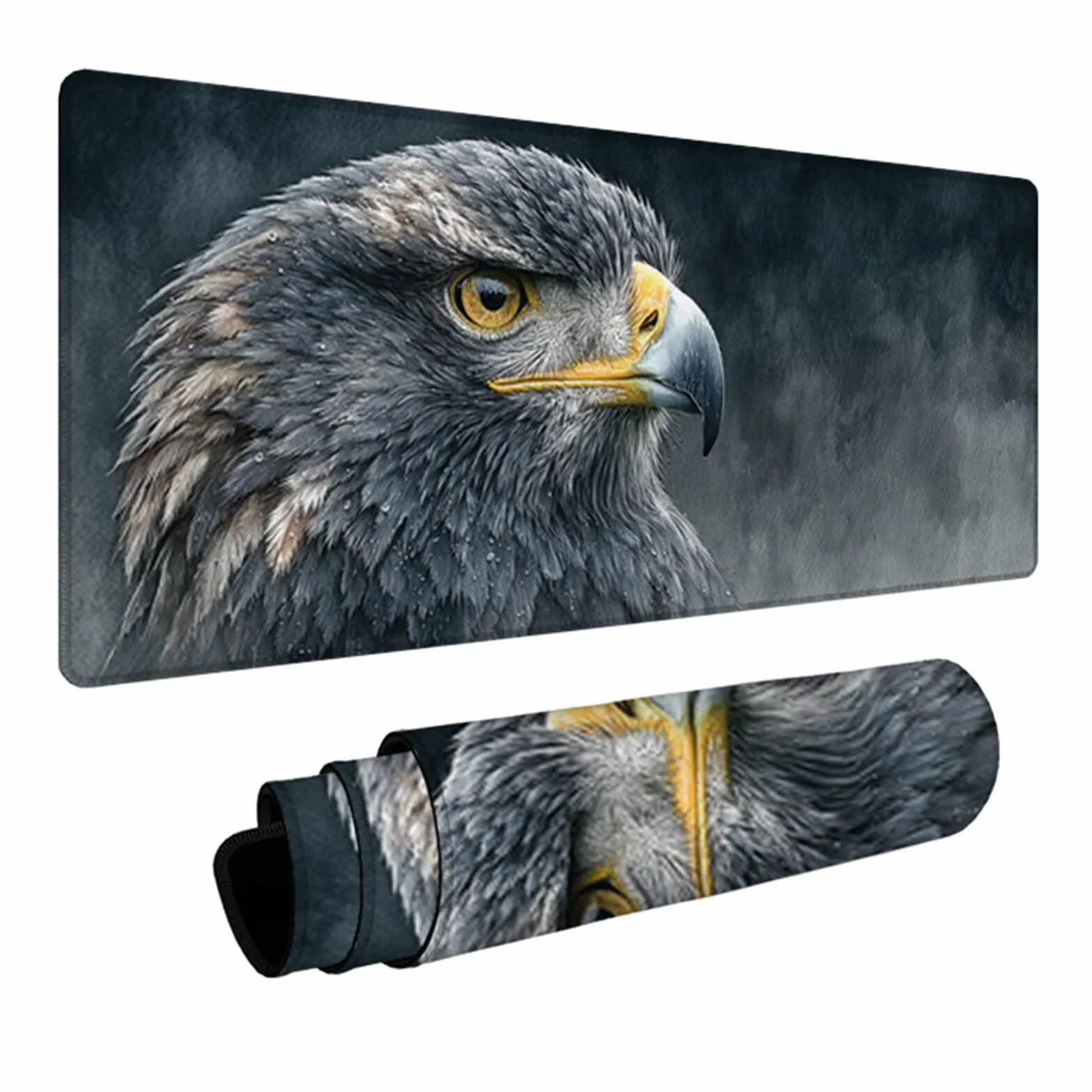 Czarna podkładka pod mysz do gier 1600 x 800 x 3 mm, mata na biurko XXL orzeł, mata na biurko z antypoślizgową gumową podstawą, podkładka pod mysz z szytymi krawędziami, akcesoria do gier do laptopa 0