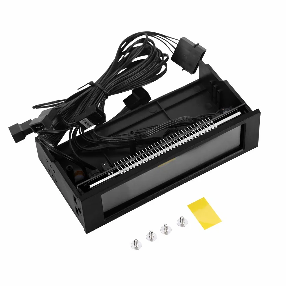 Kontroler Wentylatora 5.25 Sterowanie Prędkością Wentylatora PC 5-kontroler Prędkości Wentylatorów Czujnik Temperatury Procesora z Dużym Wyświetlaczem LCD do Chłodzenia Komputera – Tryby