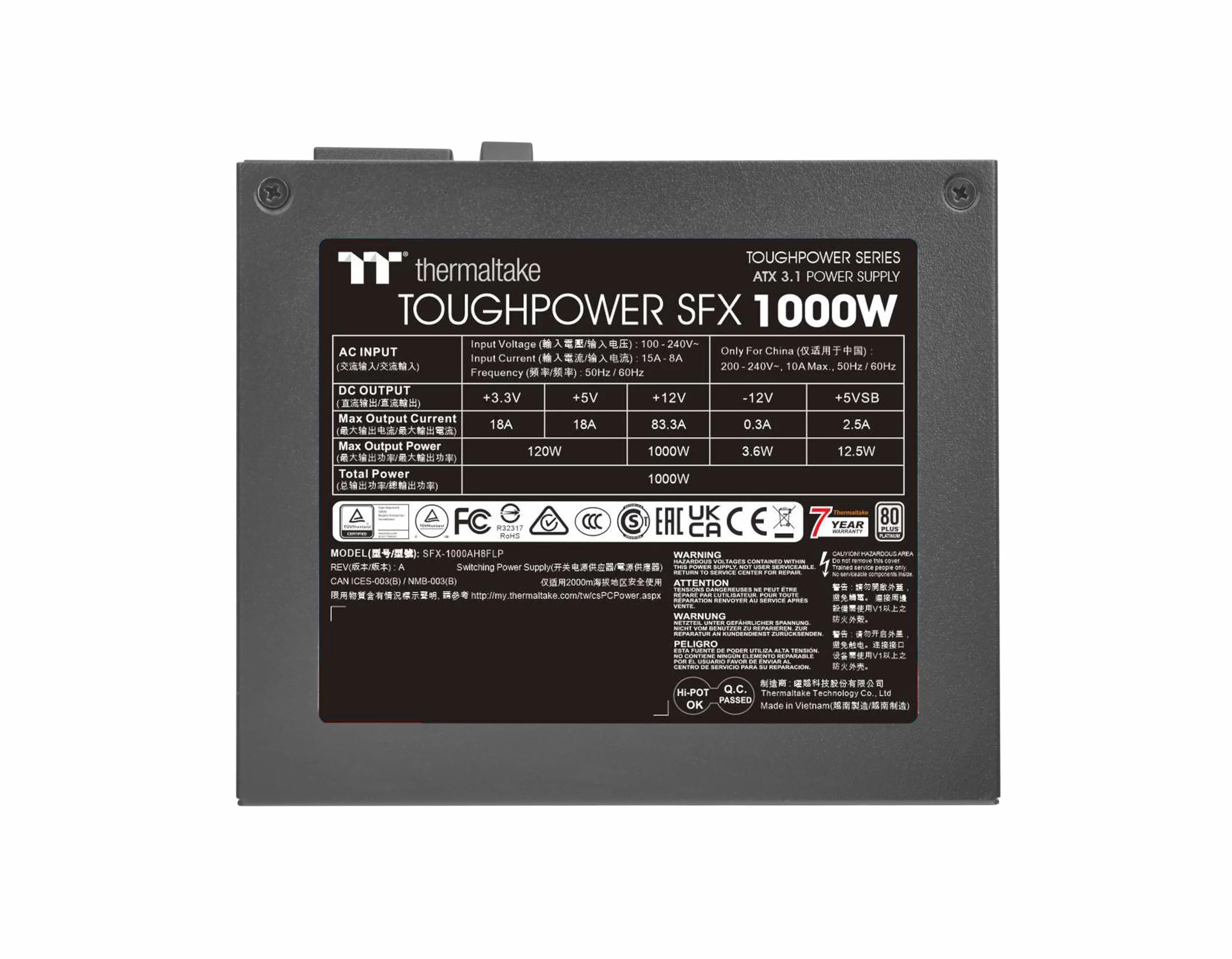 Thermaltake Toughpower SFX 1000W | ATX 3.1 | 80Plus Platinum