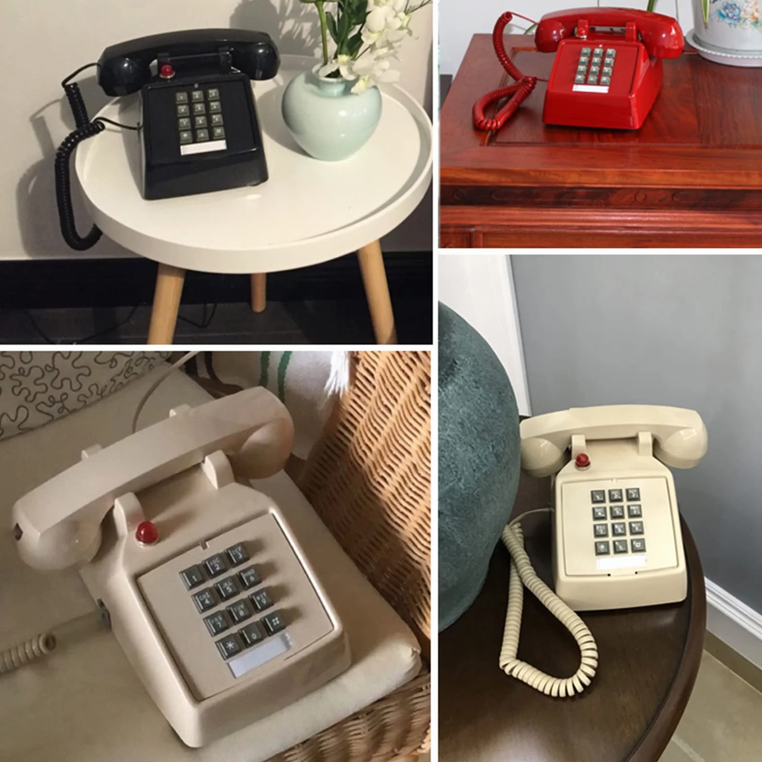 Przewodowy telefon stacjonarny w wieku szkolnym — telefony stacjonarne dla osób niedosłyszących dla osób starszych z jednym biurkiem,Red