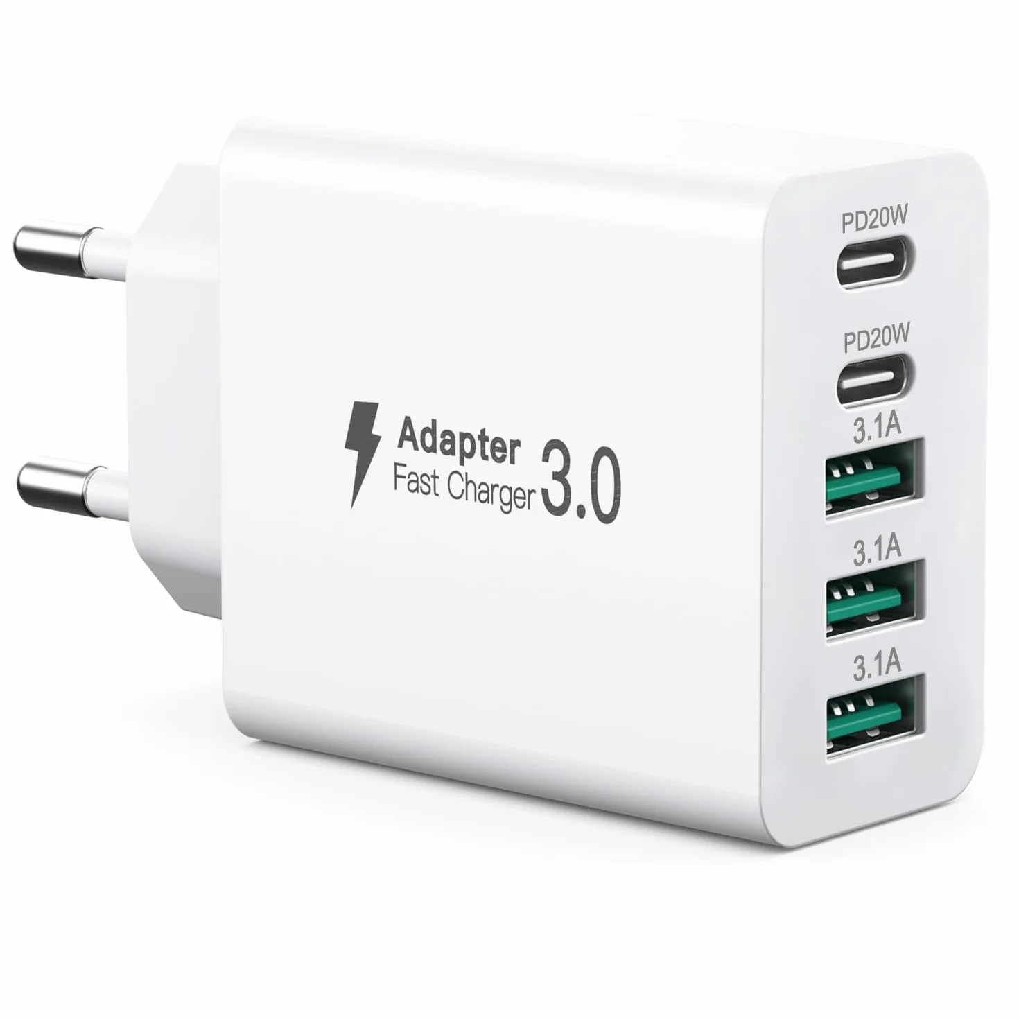 Ładowarka USB C o mocy 50 W, ładowarka z【2 portami USBC i 3 portami USBA】, charger ścienna zasilacza USB o mocy, zasilacz Fast Charge PD 3.0 kompatybilny z iPhone 12/13/14/15/Samsung/tabletami