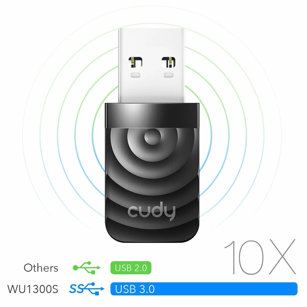 Cudy AC 1300 Mbps WiFi Adapter USB 3.0 na PC, 5Ghz/2.4Ghz, czarny